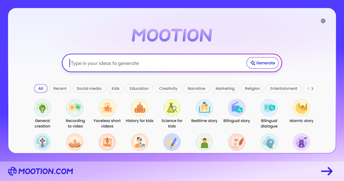 Capture d'écran de Mootion | Turn your ideas into visual stories