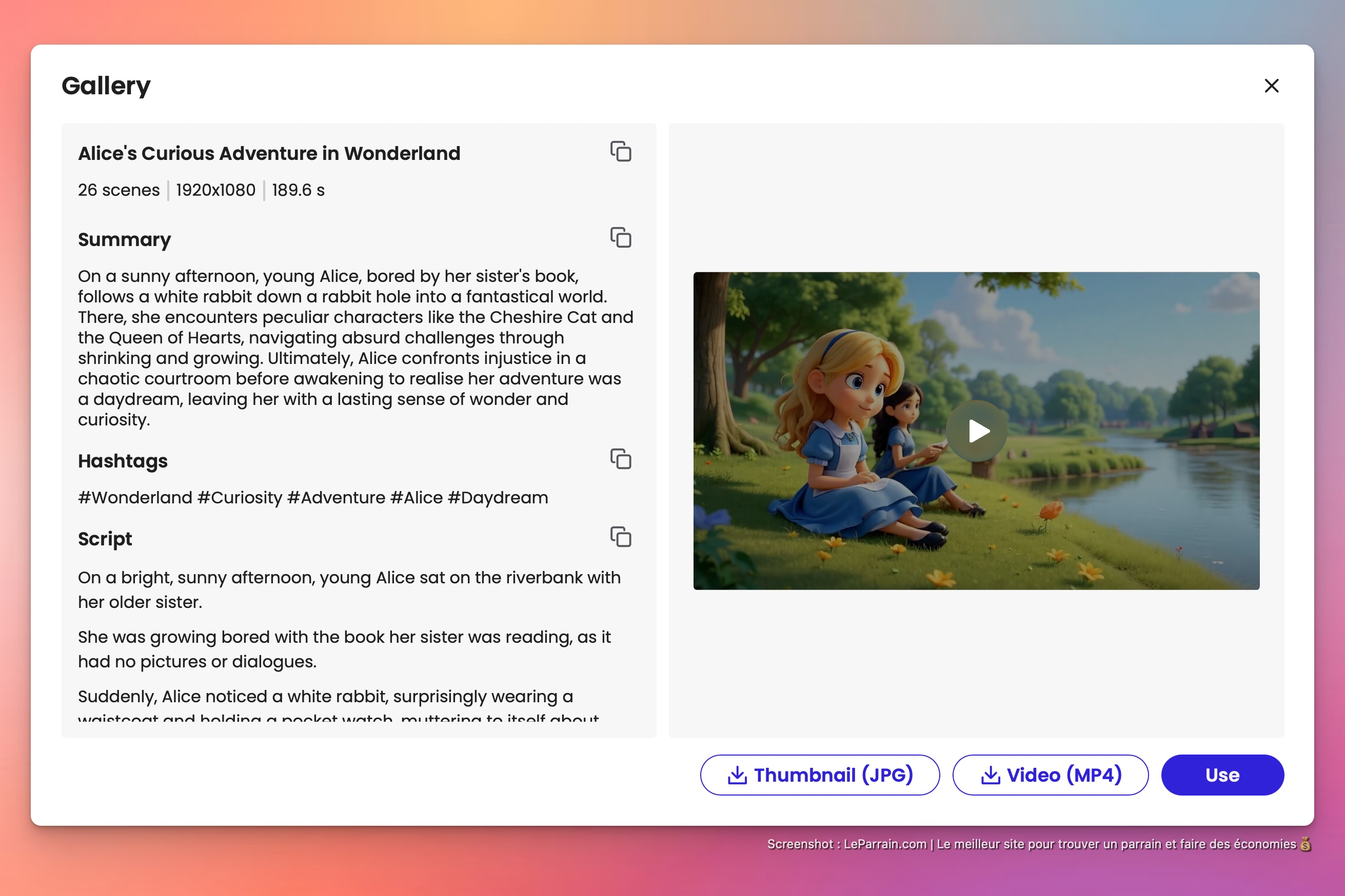 Capture d'écran 2 du programme de parrainage Mootion