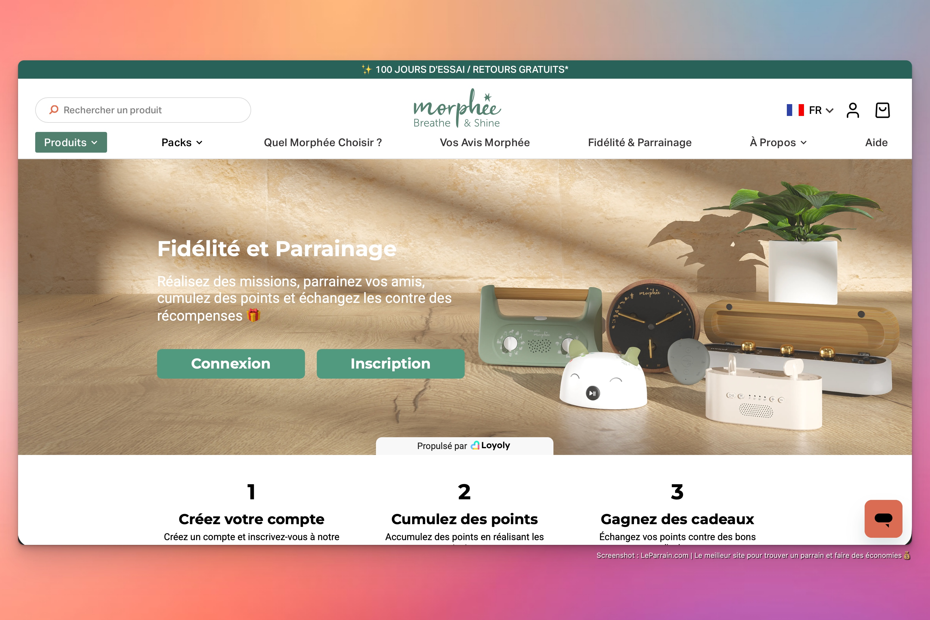 Capture d'écran 1 du programme de parrainage Morphée