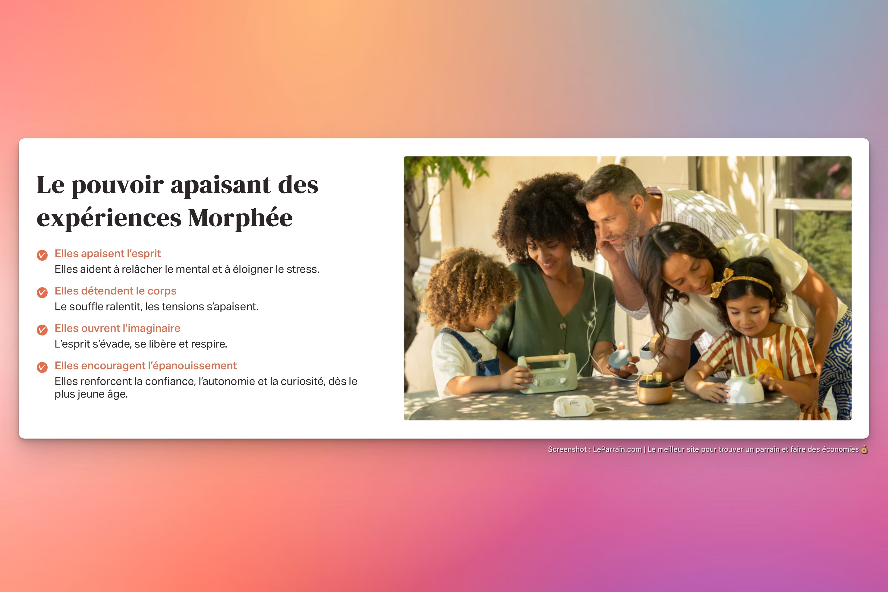 Capture d'écran 4 du programme de parrainage Morphée