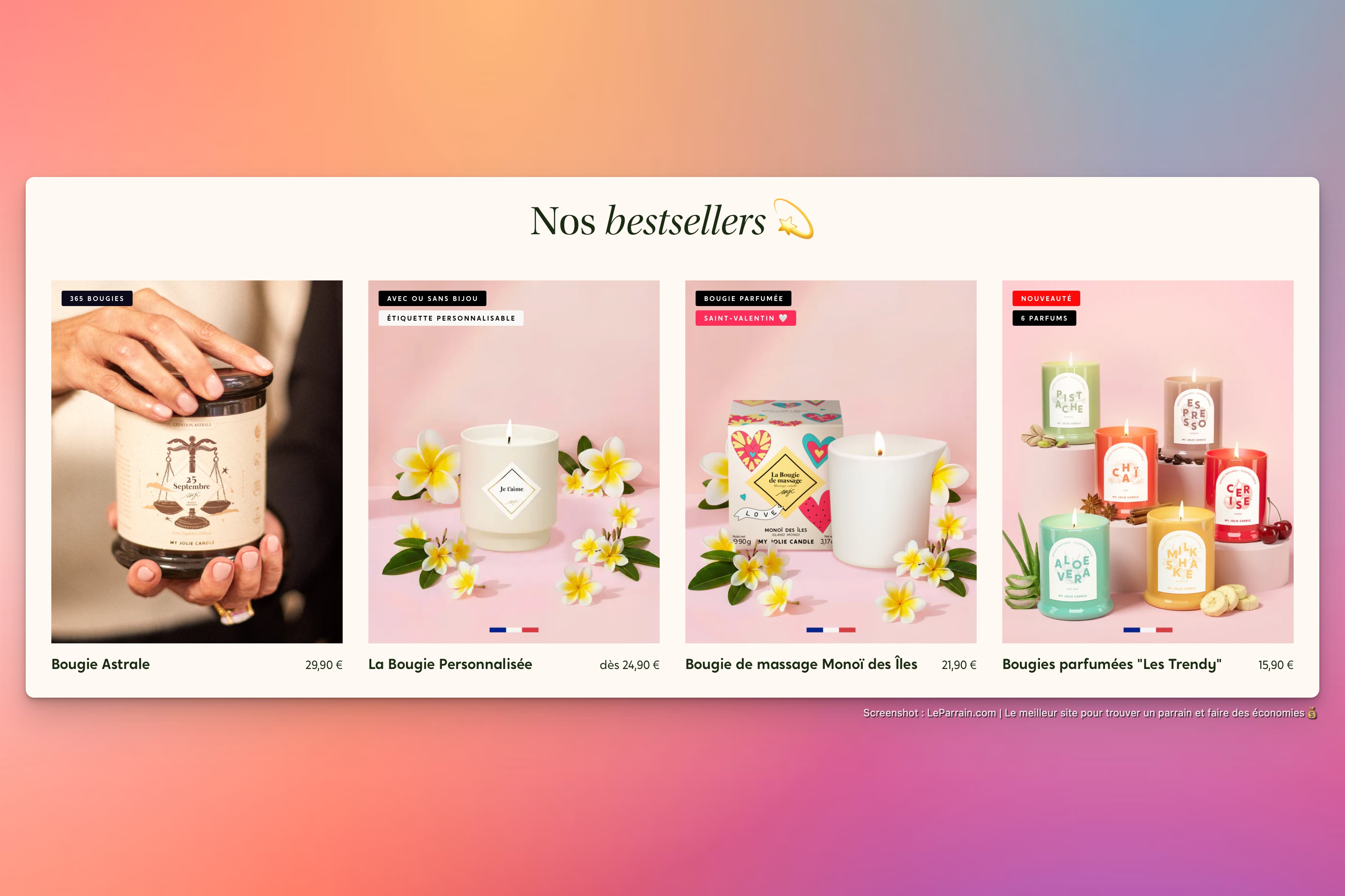 Capture d'écran 3 du programme de parrainage My Jolie Candle