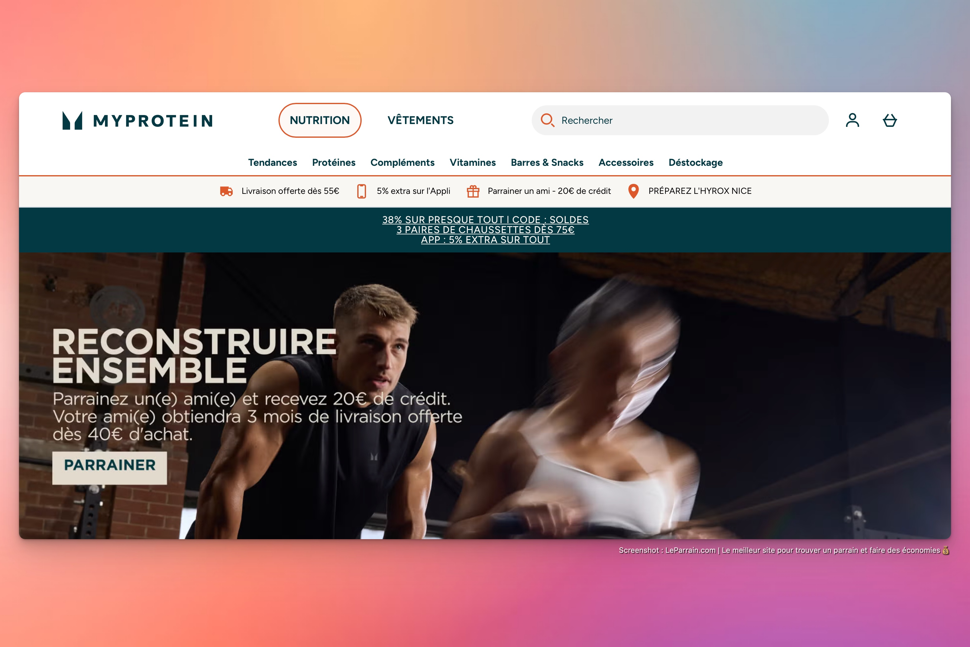 Capture d'écran 1 du programme de parrainage MyProtein