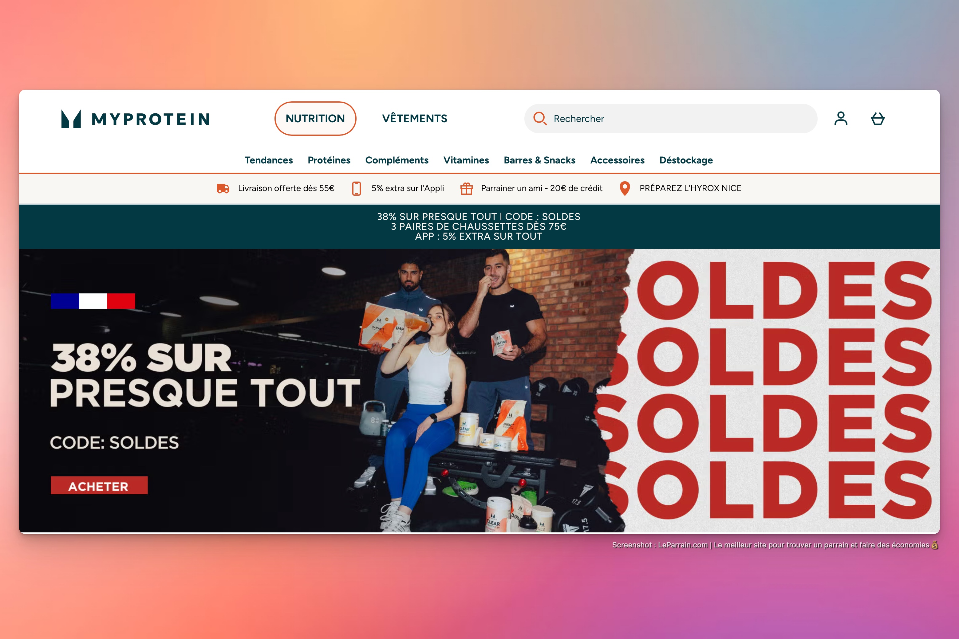 Capture d'écran 2 du programme de parrainage MyProtein