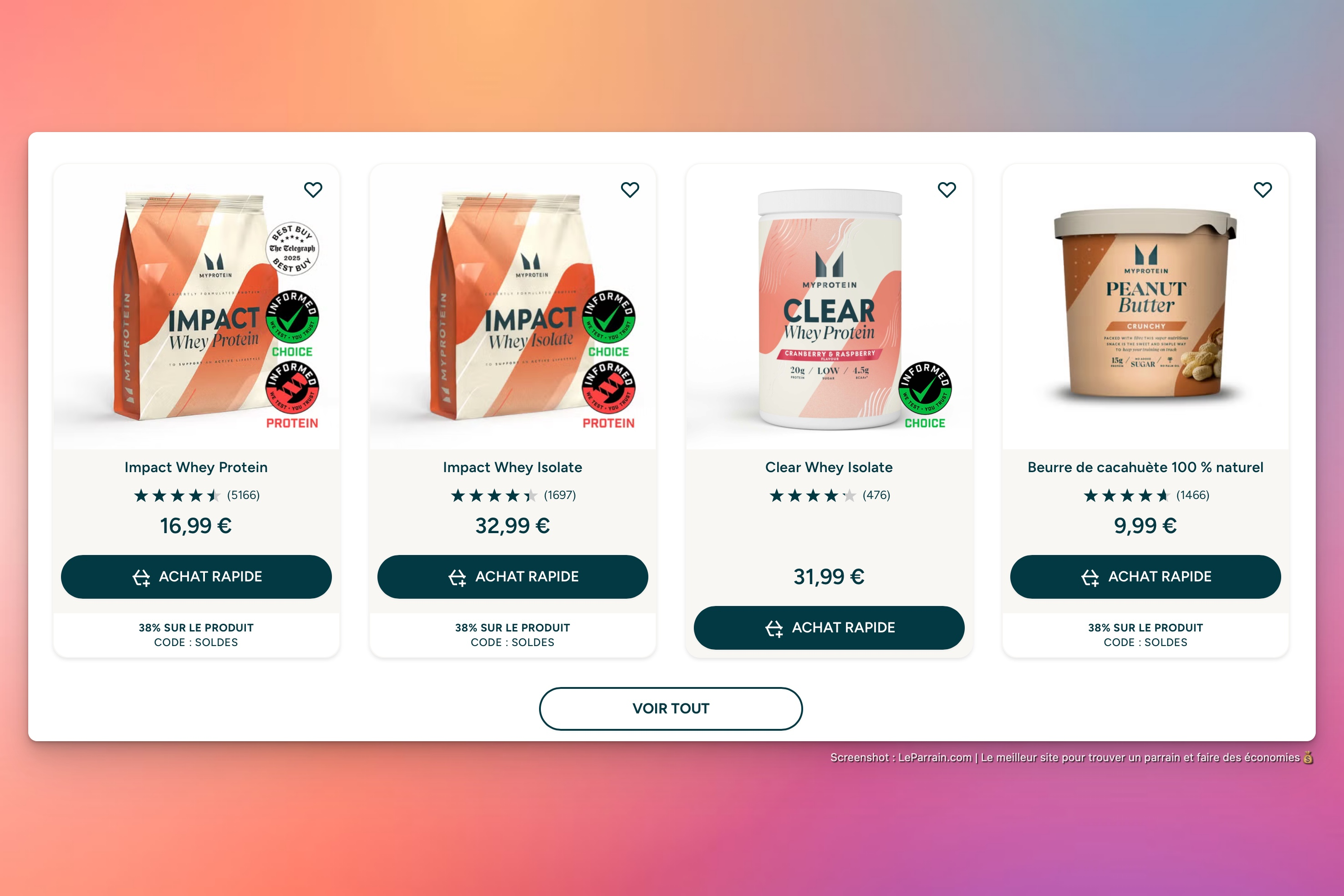 Capture d'écran 4 du programme de parrainage MyProtein