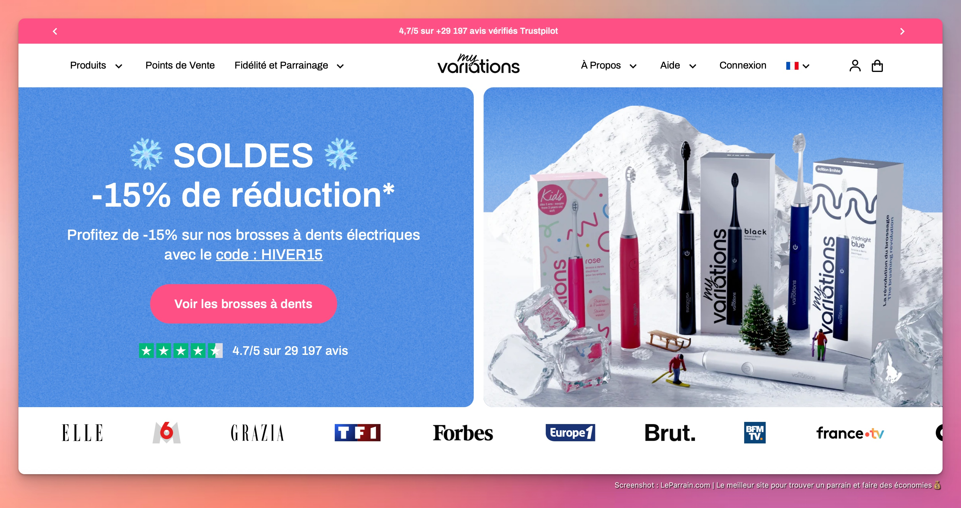 Capture d'écran 2 du programme de parrainage MyVariations