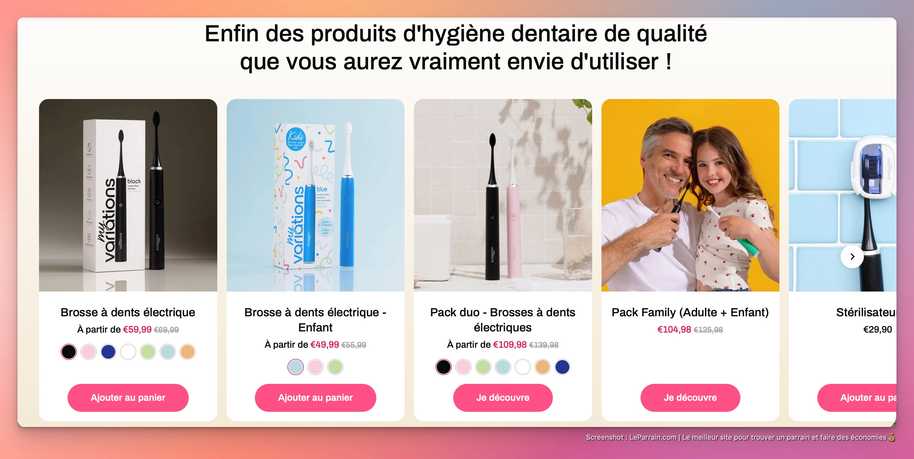 Capture d'écran 3 du programme de parrainage MyVariations