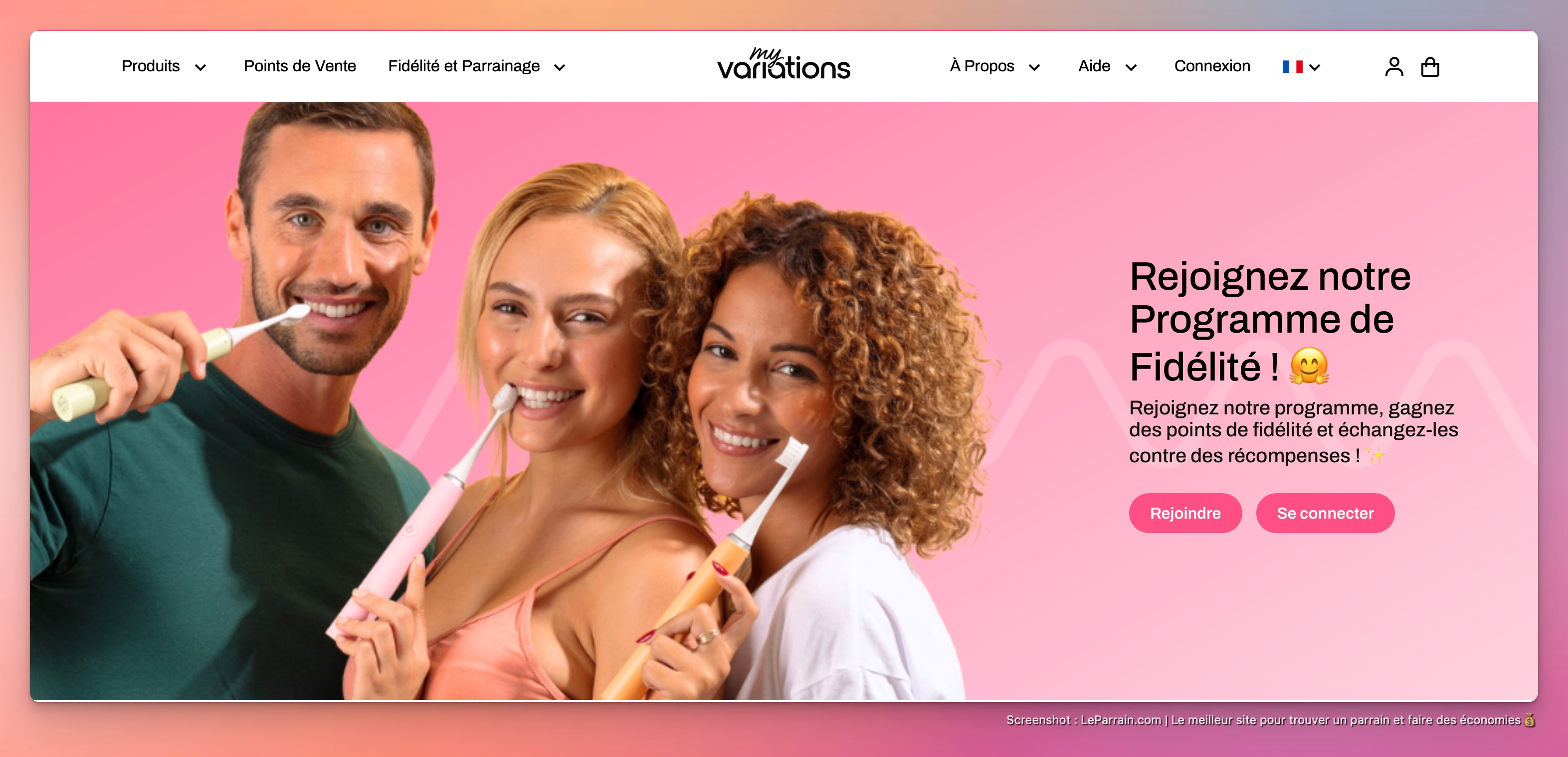 Capture d'écran 6 du programme de parrainage MyVariations