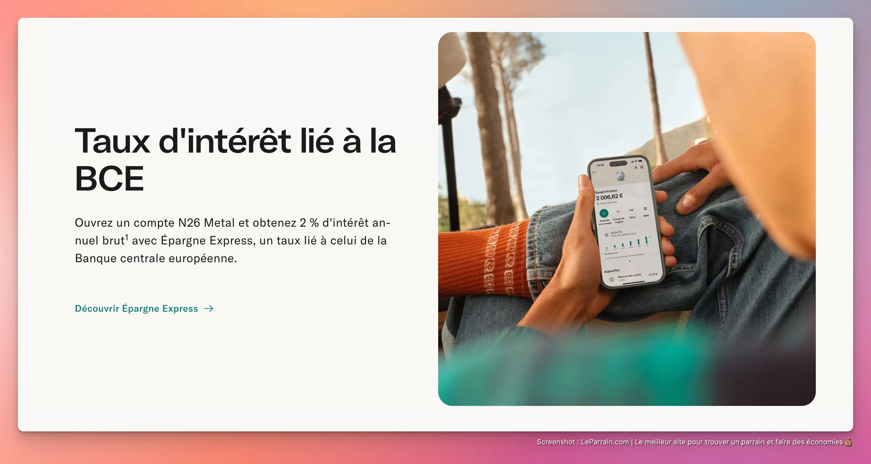 Capture d'écran 1 du programme de parrainage N26