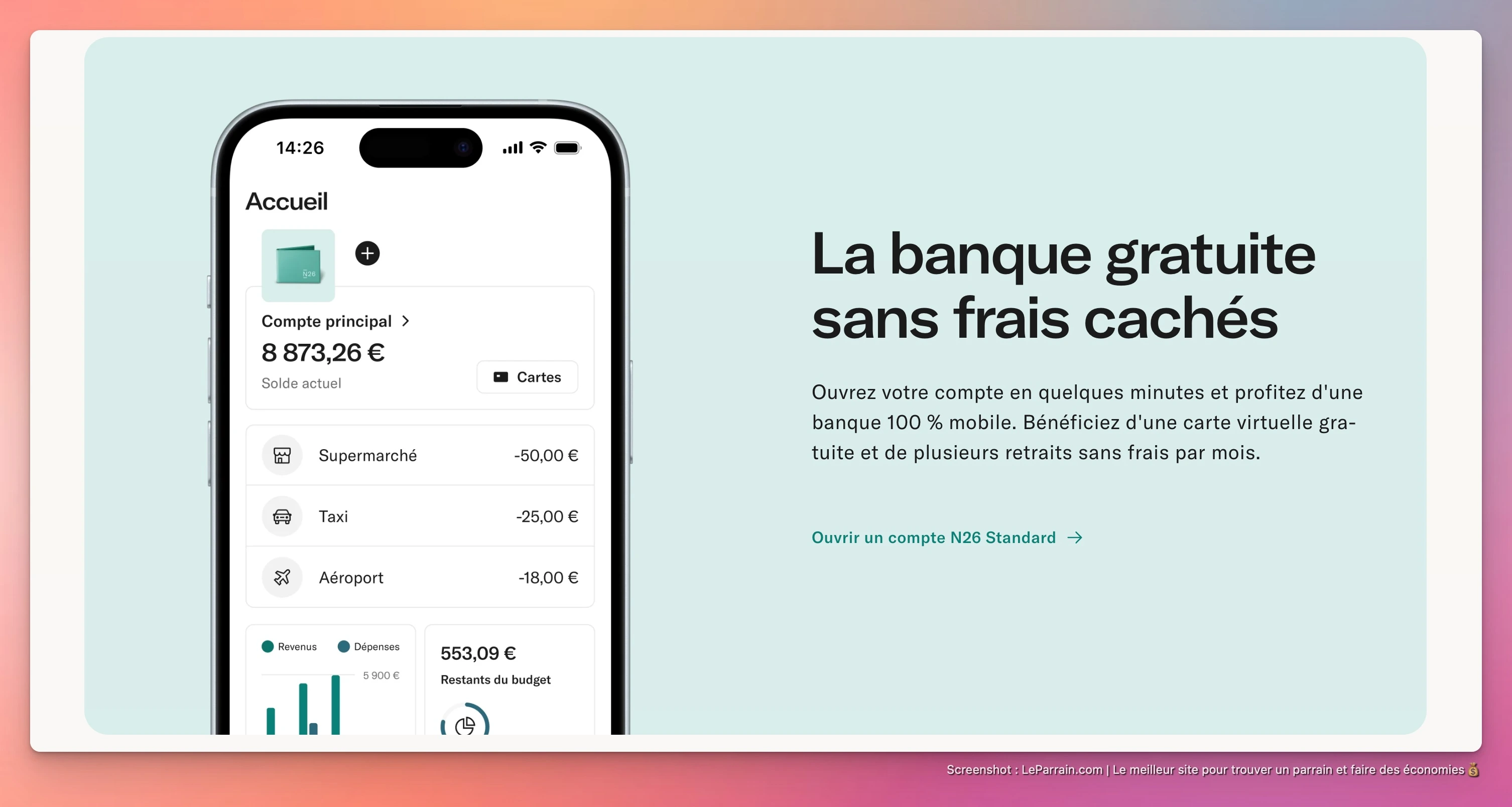Capture d'écran 2 du programme de parrainage N26