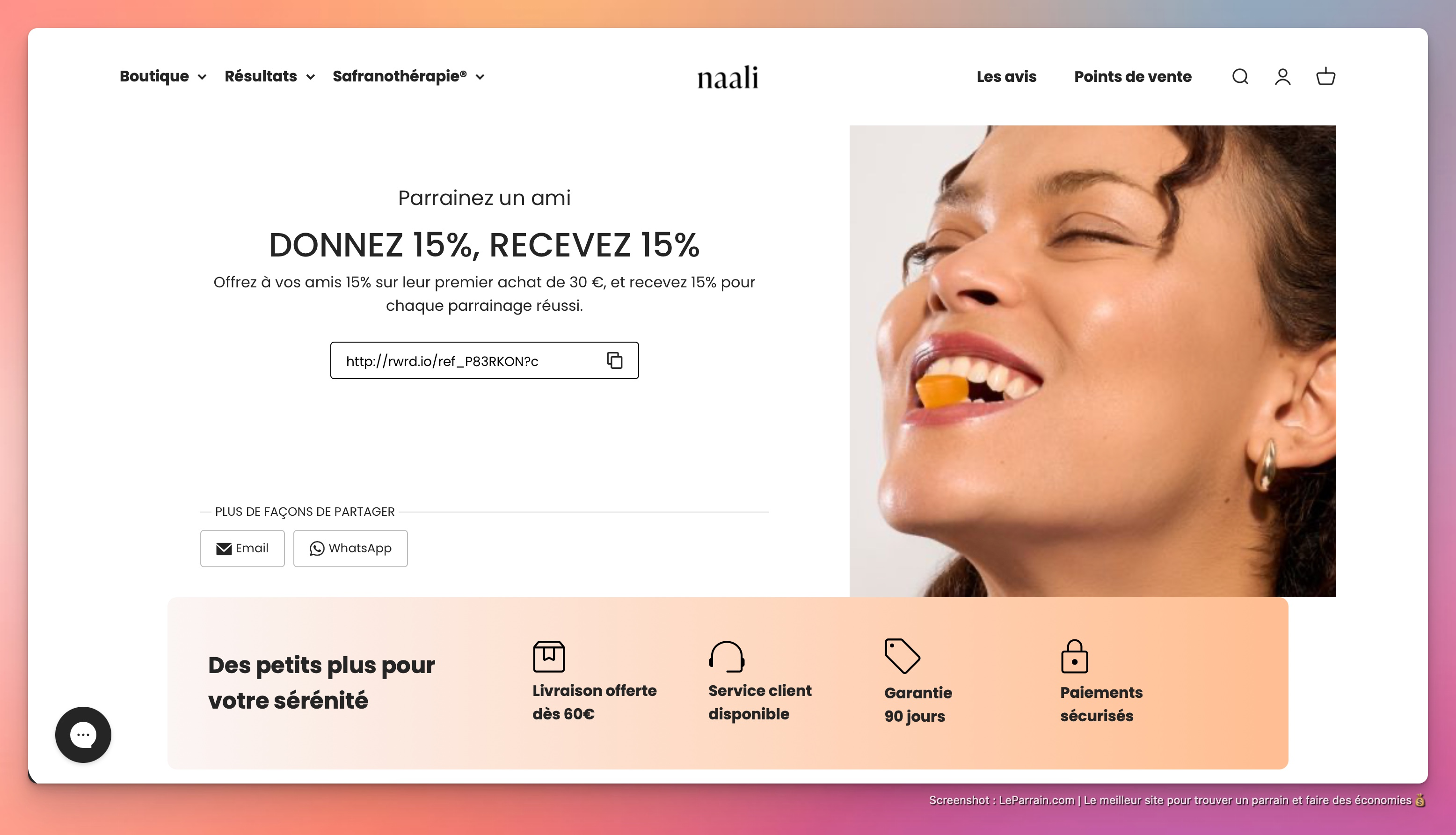 Capture d'écran 1 du programme de parrainage Naali