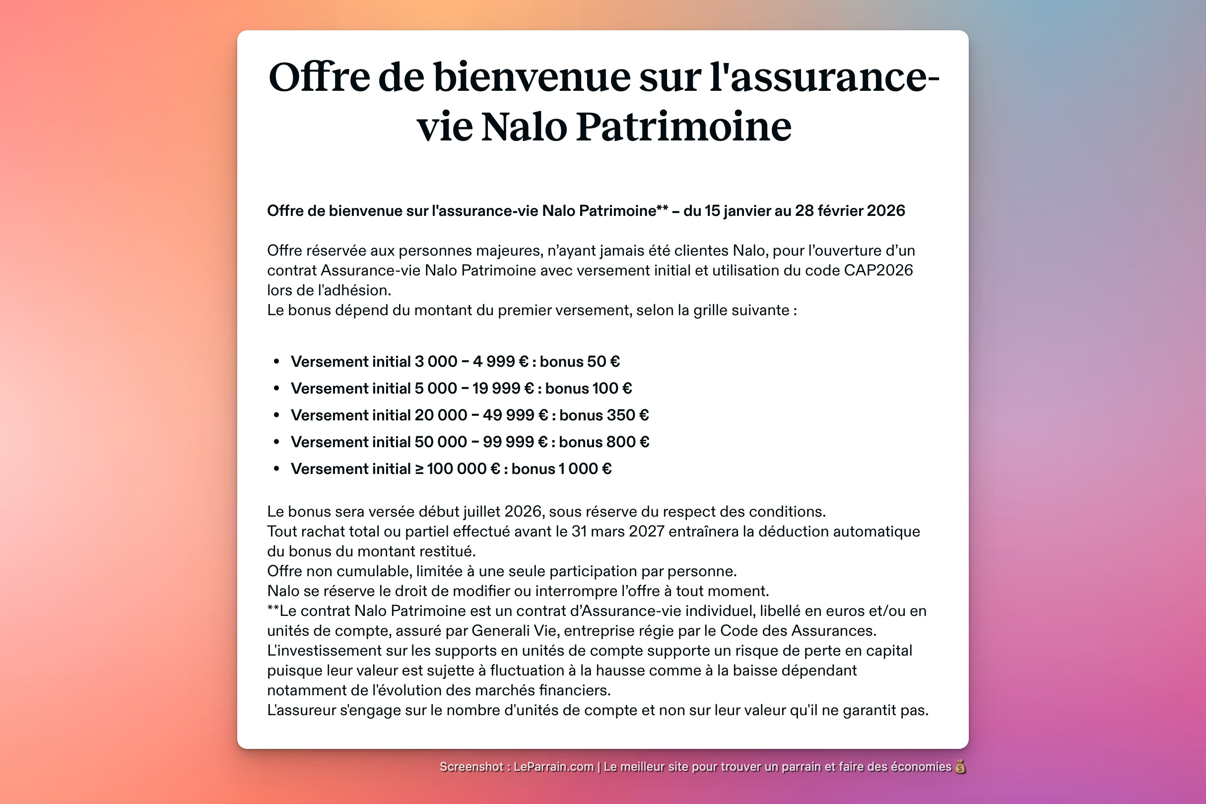 Capture d'écran 3 du programme de parrainage Nalo