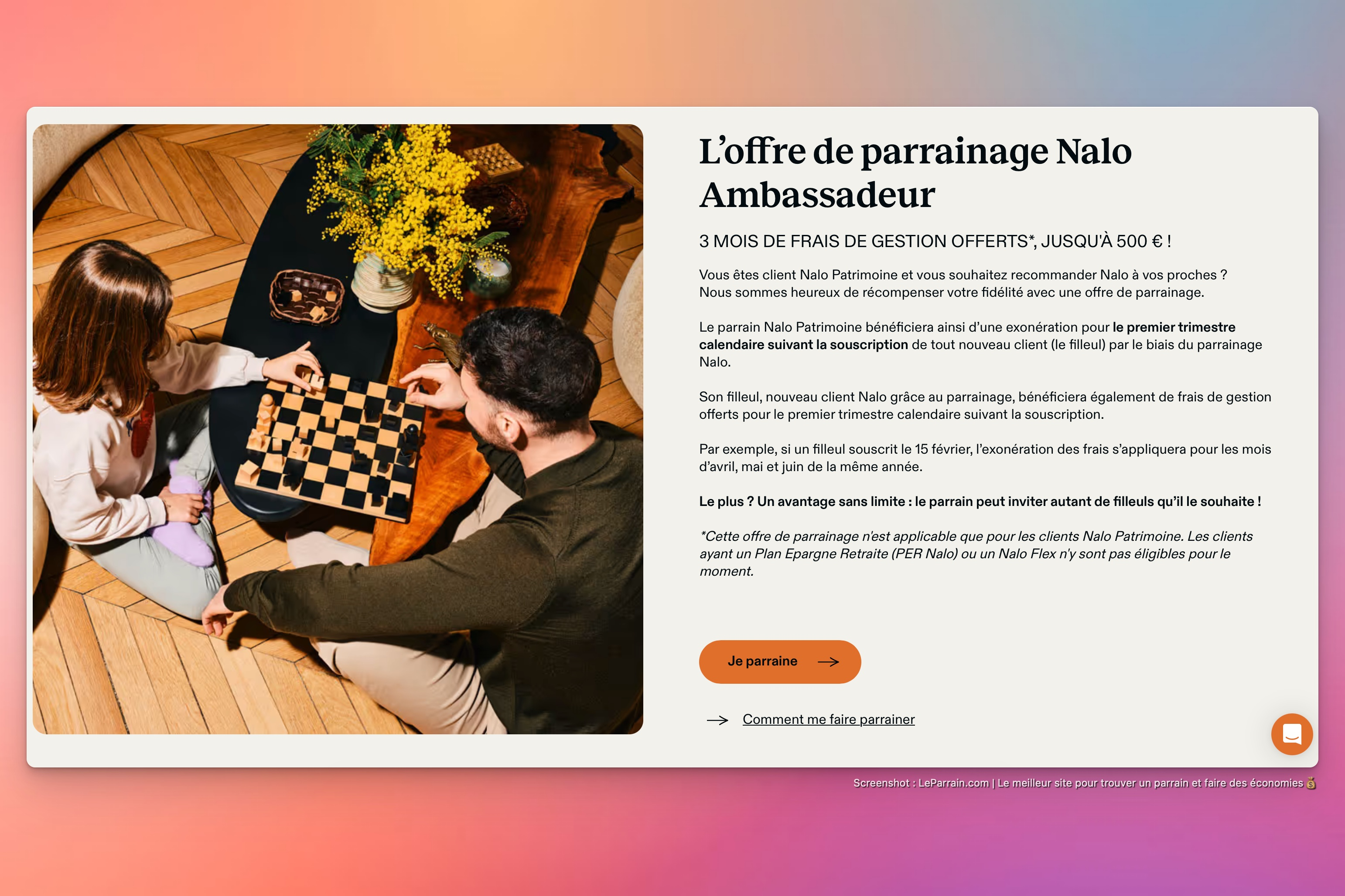 Capture d'écran 4 du programme de parrainage Nalo