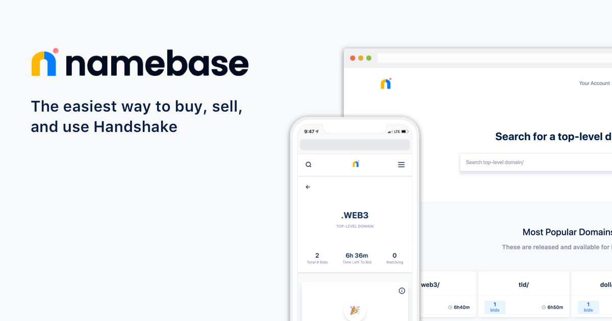 Capture d'écran de Namebase | The easiest way to buy, sell, and use Handshake