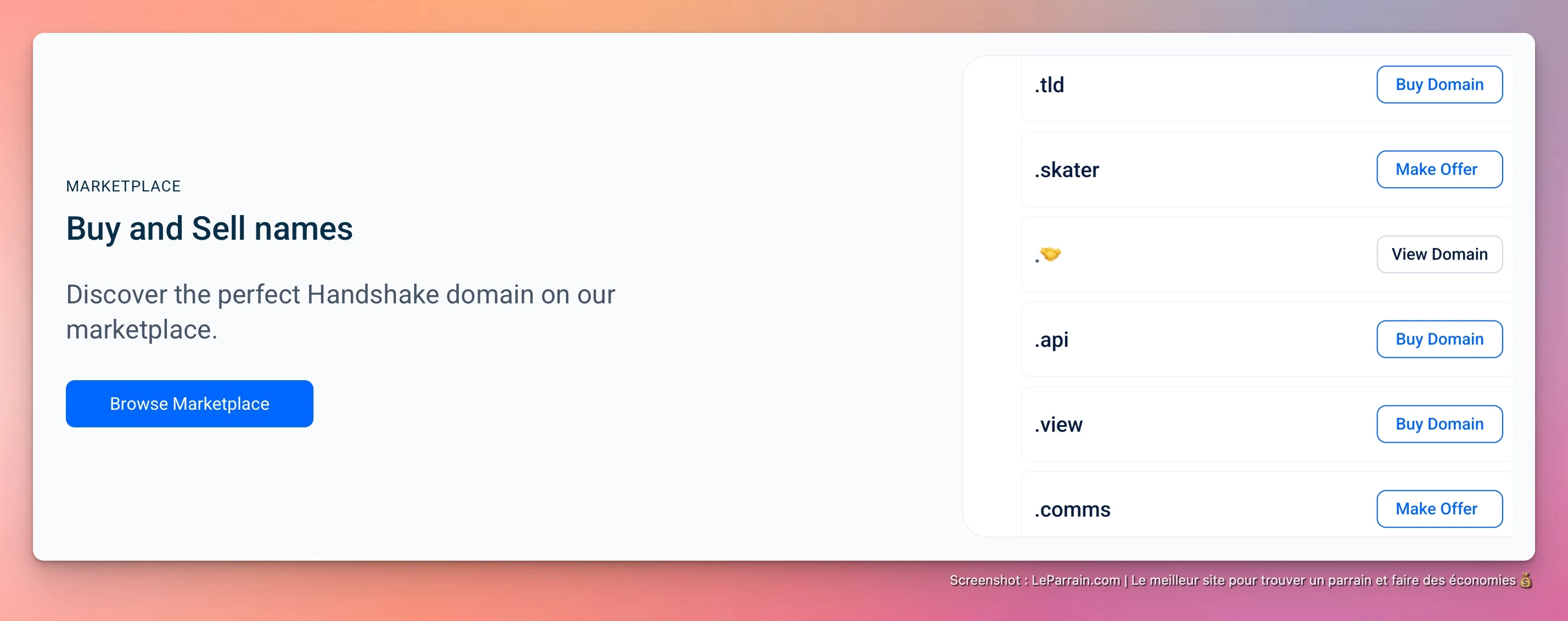 Capture d'écran 3 du programme de parrainage Namebase