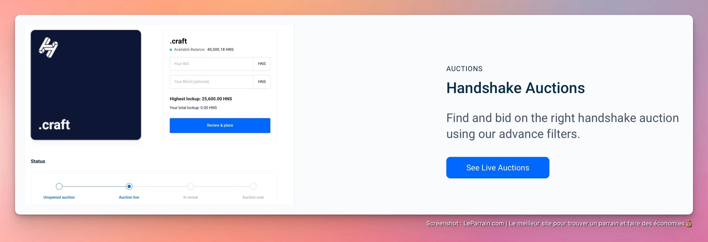 Capture d'écran 4 du programme de parrainage Namebase