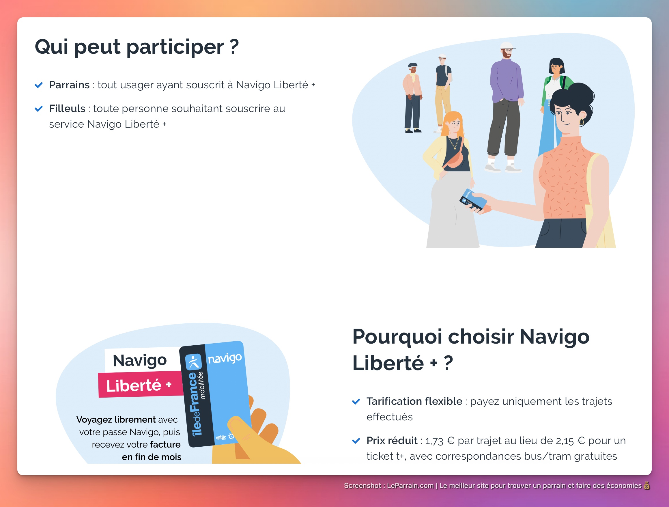 Capture d'écran 3 du programme de parrainage Navigo