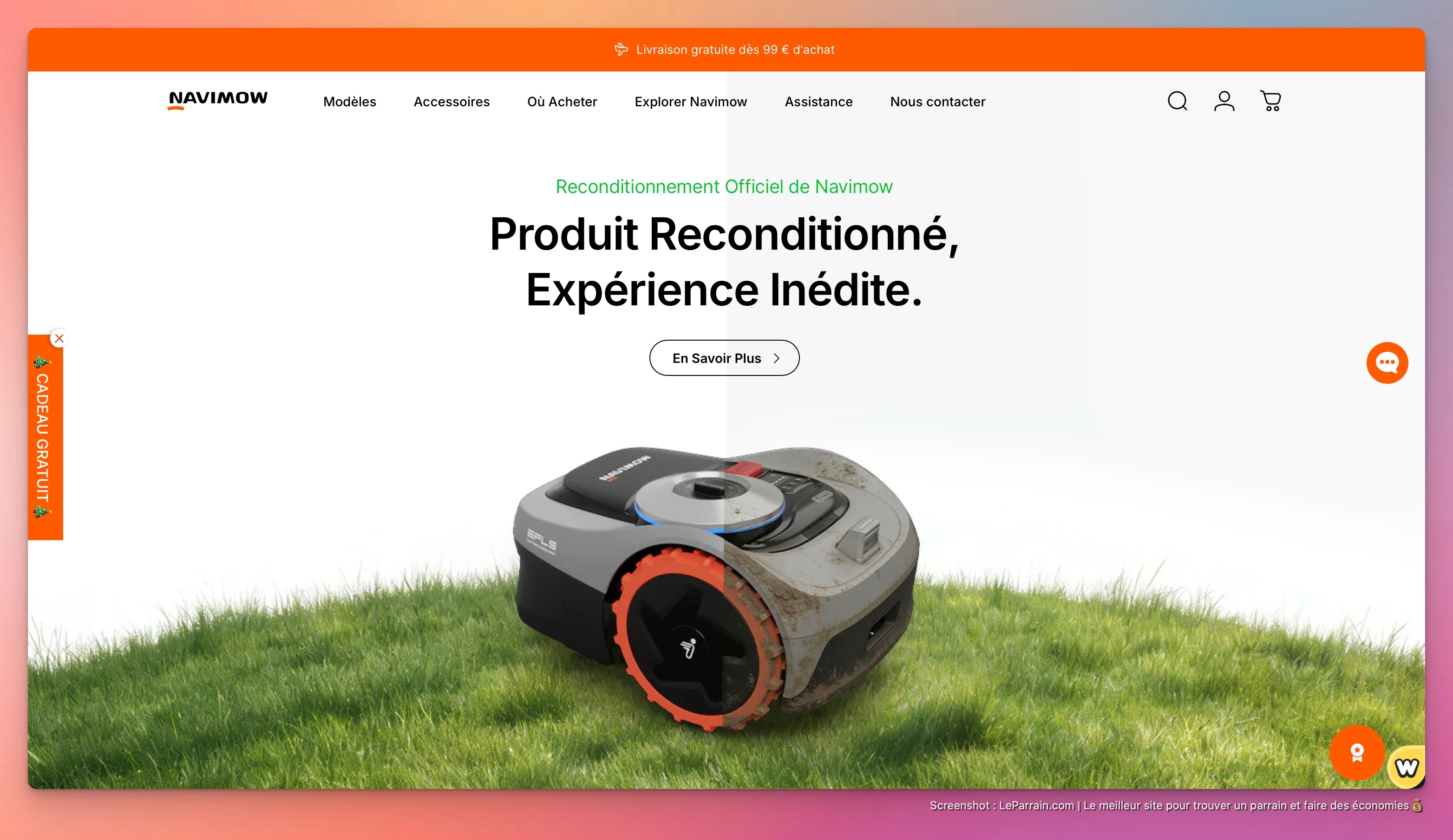 Capture d'écran 1 du programme de parrainage Navimow (Segway)