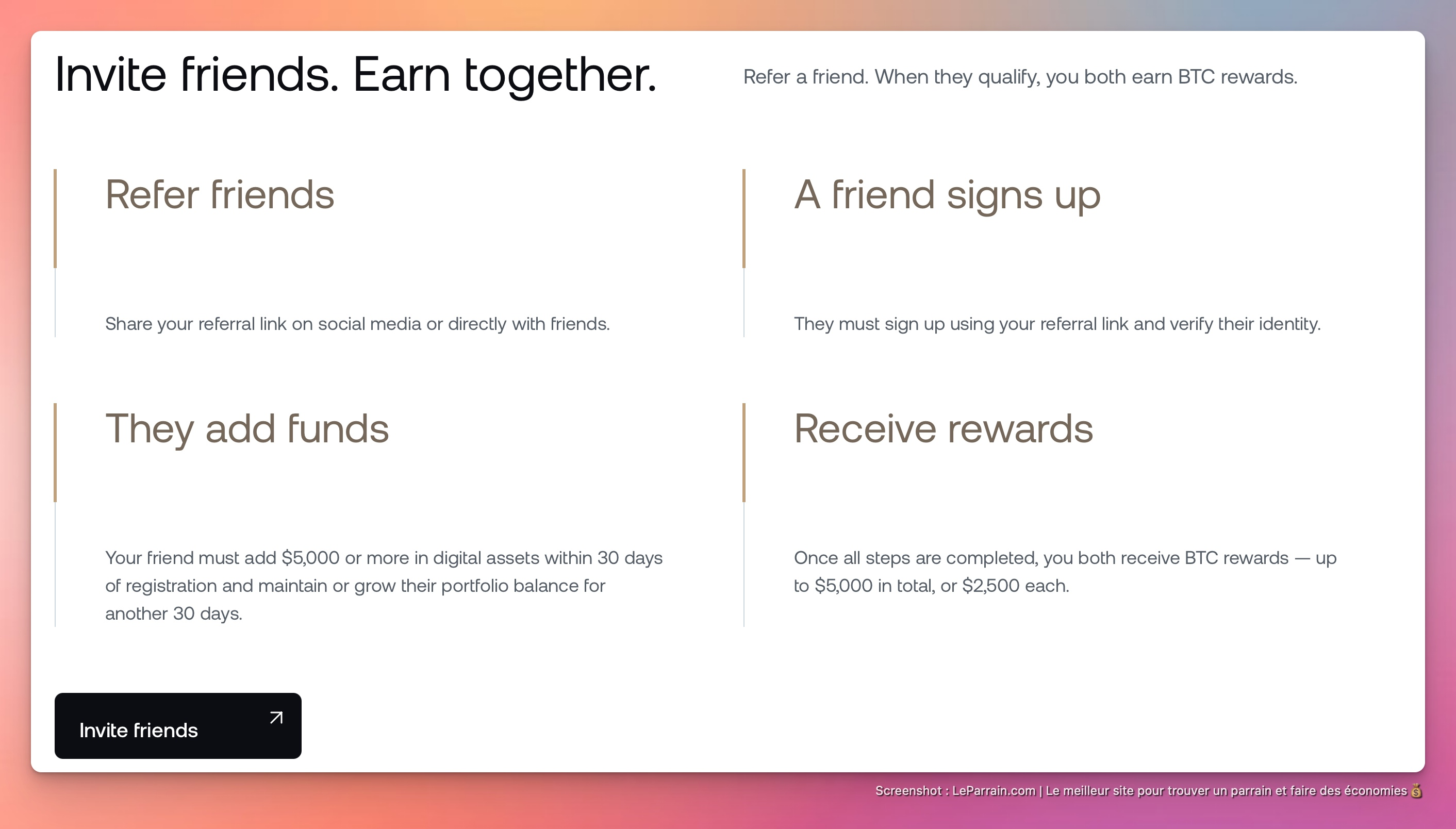 Capture d'écran 2 du programme de parrainage Nexo