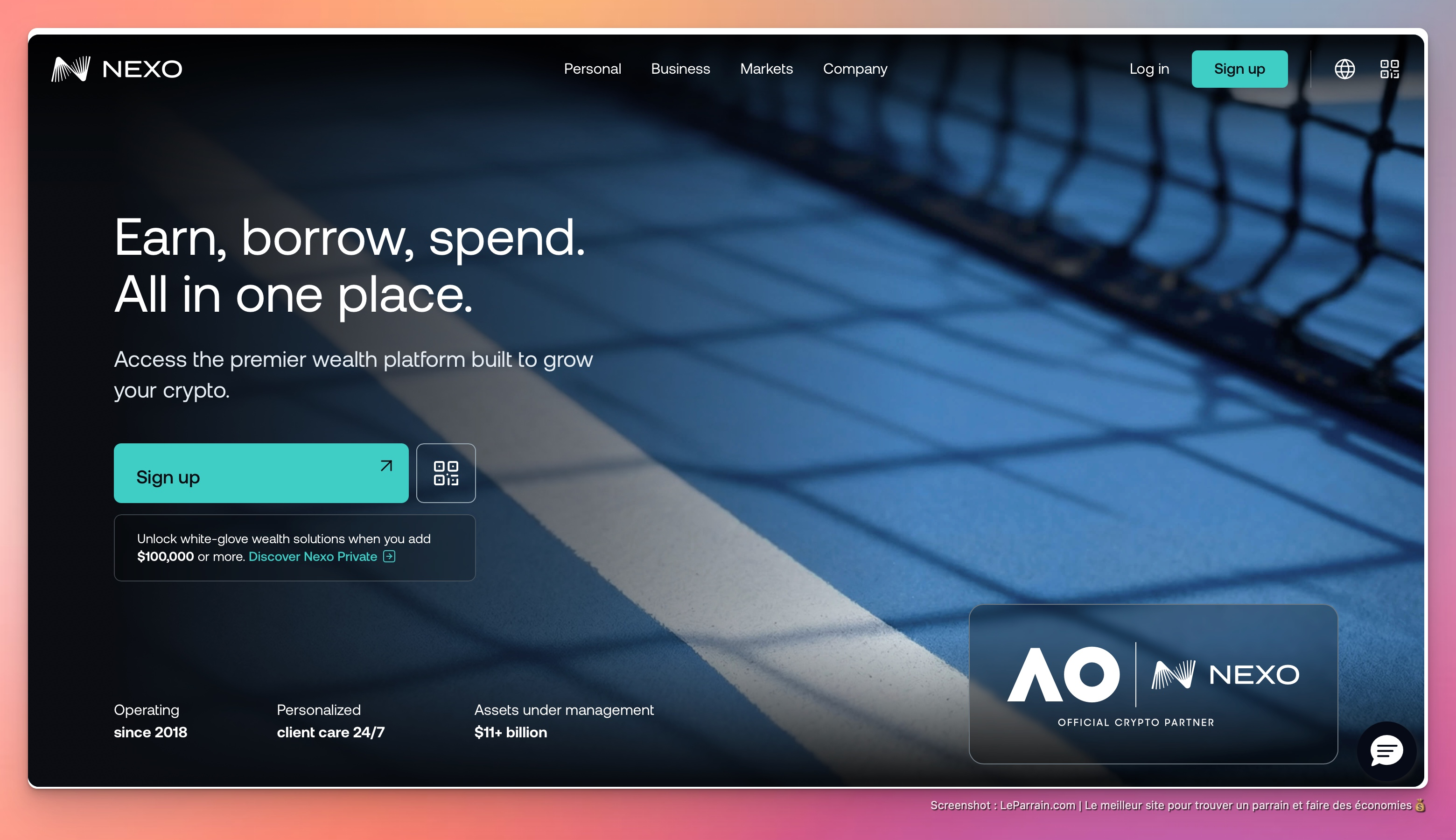 Capture d'écran 4 du programme de parrainage Nexo