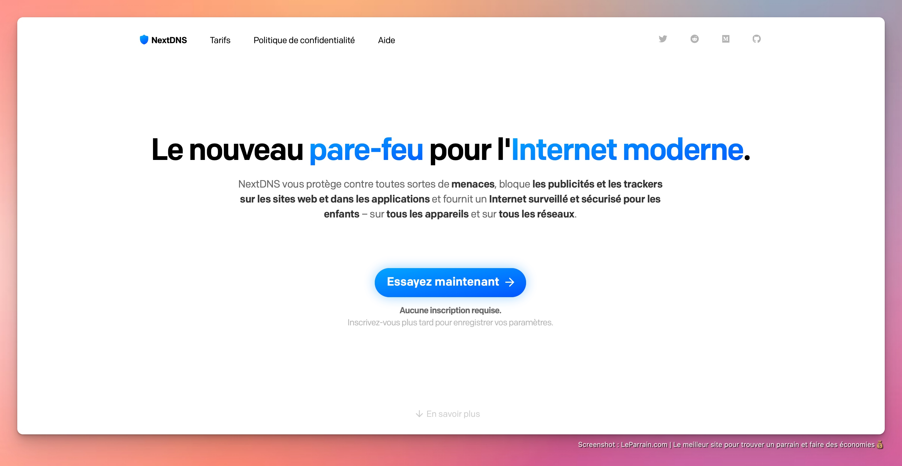 Capture d'écran 2 du programme de parrainage NextDNS
