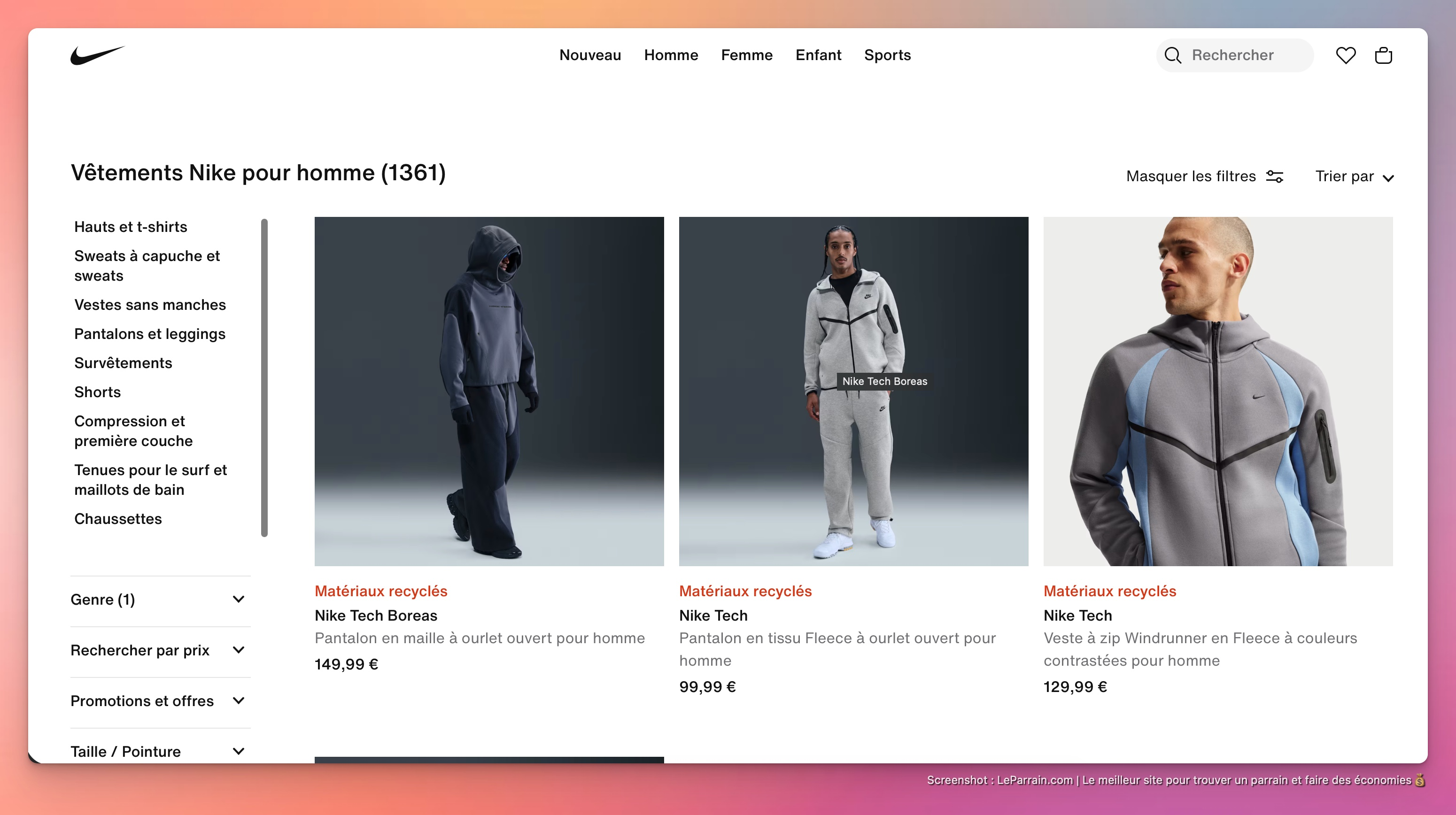 Capture d'écran 2 du programme de parrainage Nike