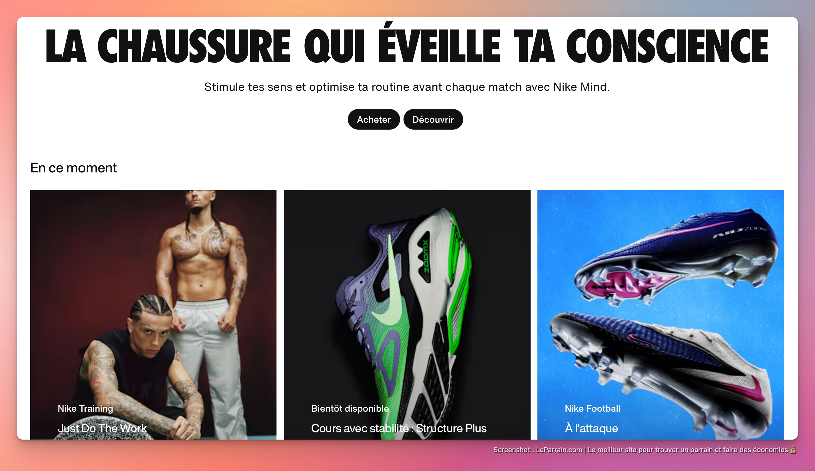 Capture d'écran 3 du programme de parrainage Nike