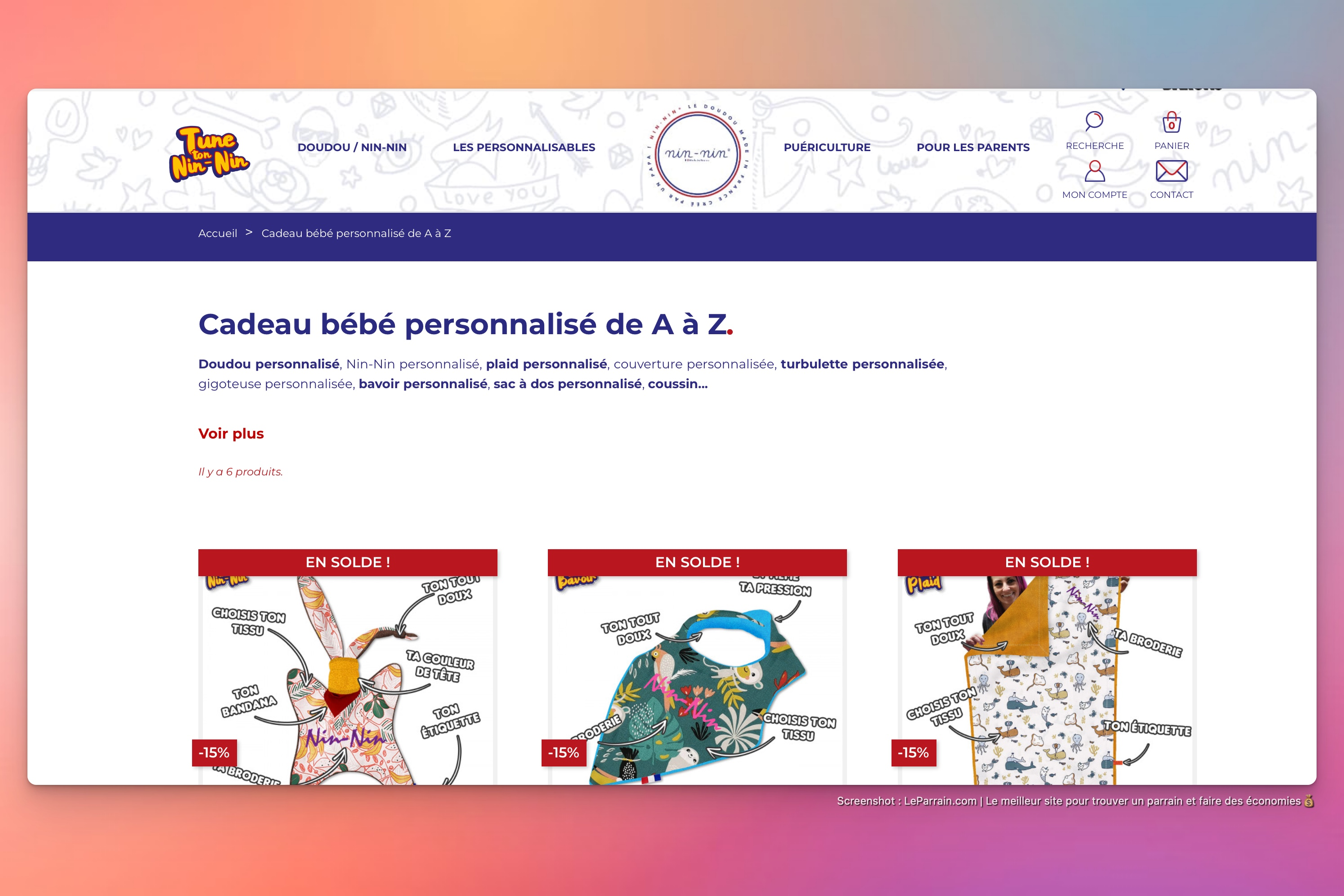 Capture d'écran 2 du programme de parrainage Nin-Nin