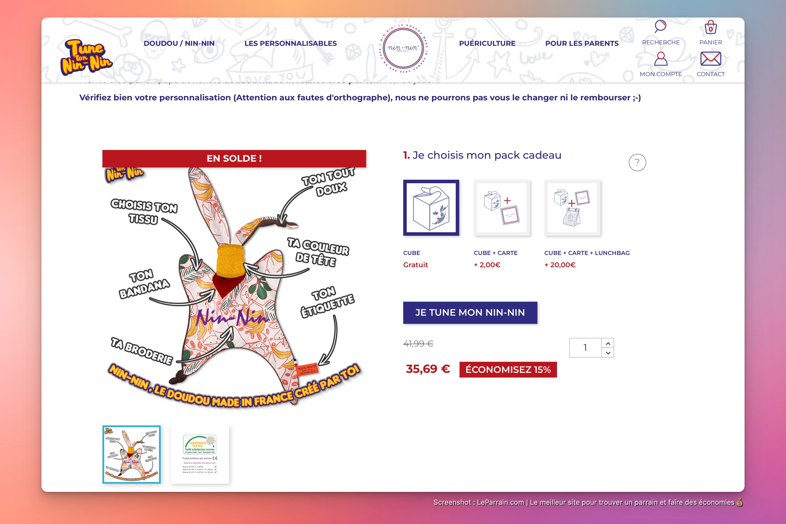 Capture d'écran 3 du programme de parrainage Nin-Nin