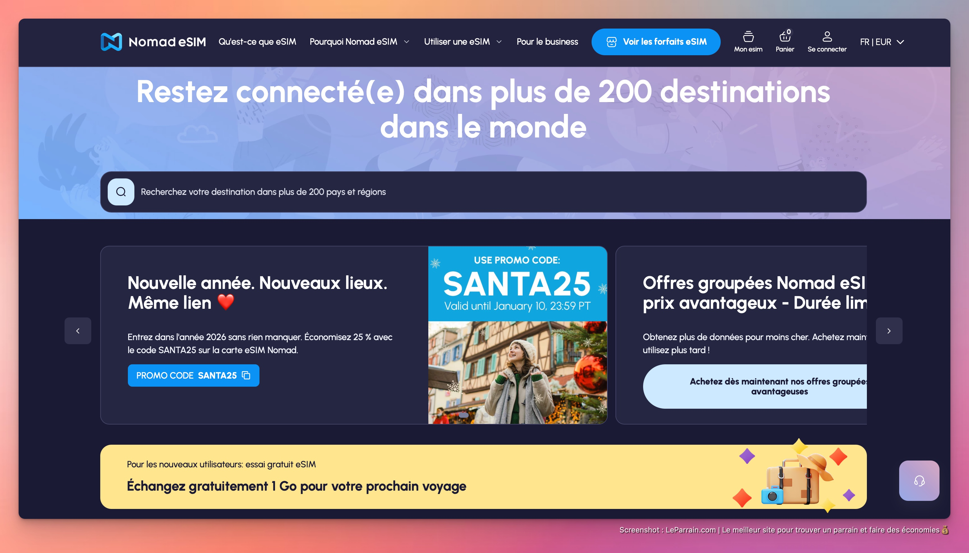 Capture d'écran 2 du programme de parrainage Nomad