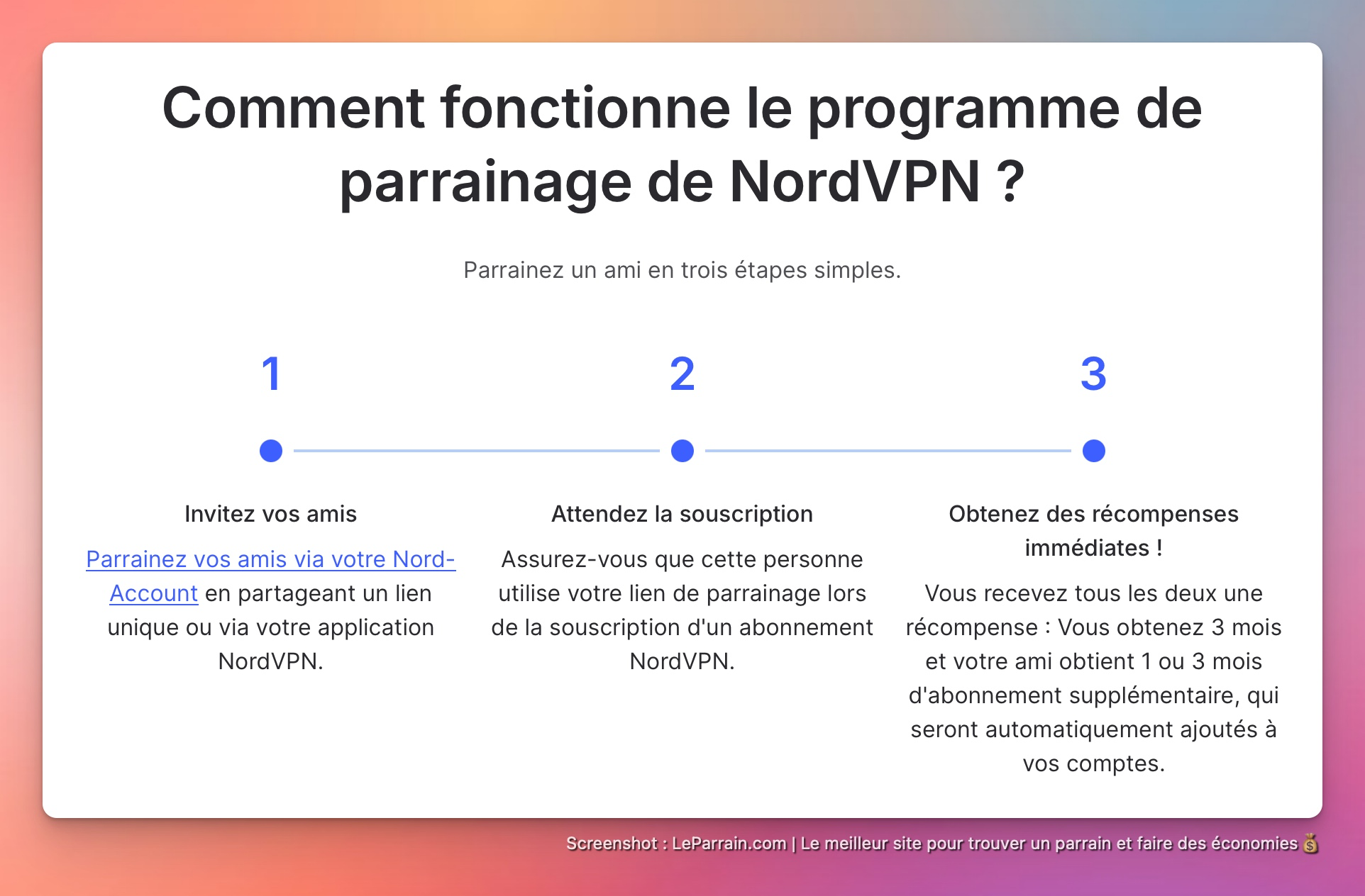 Capture d'écran 1 du programme de parrainage NordVPN