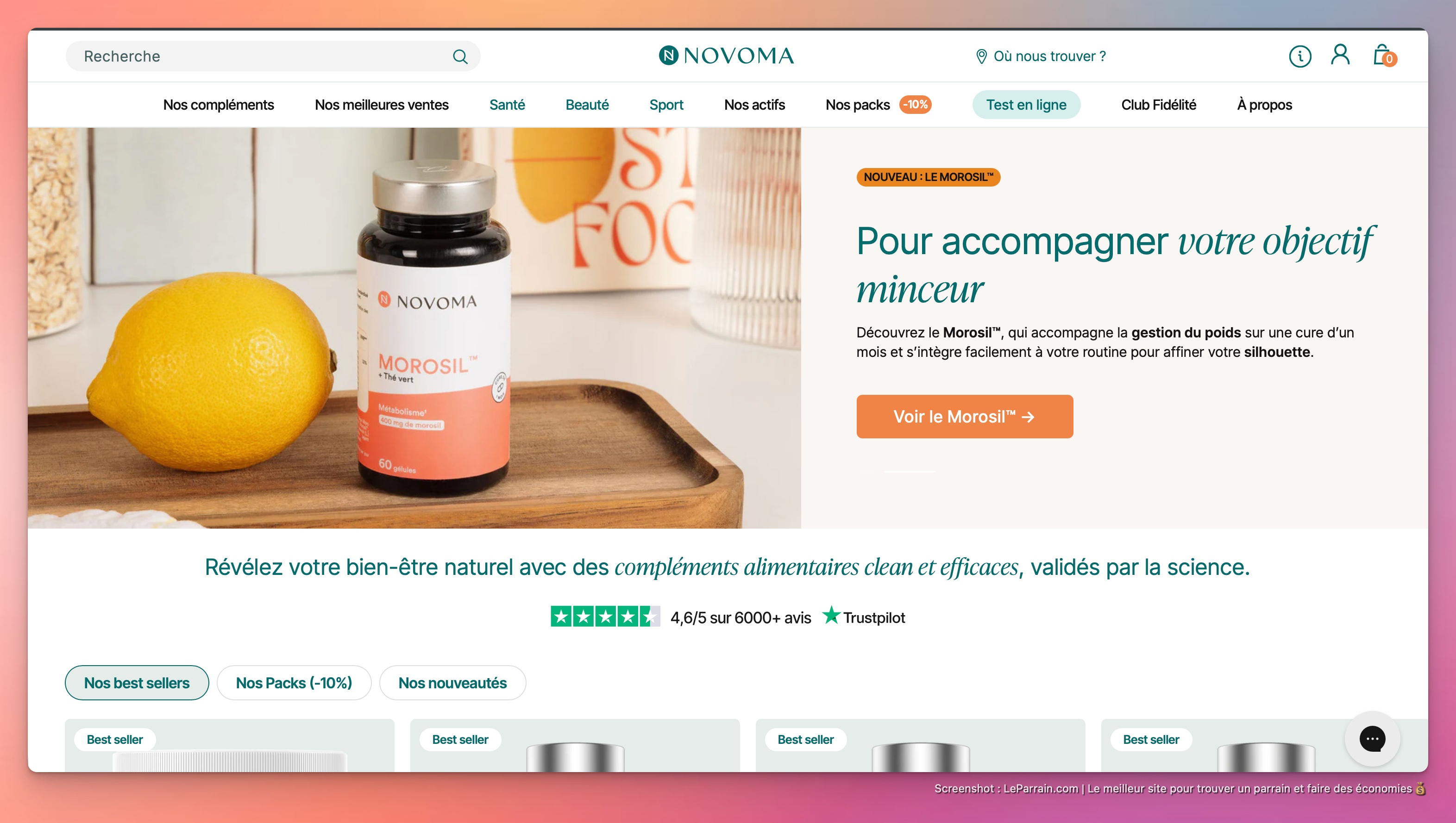 Capture d'écran 1 du programme de parrainage Novoma