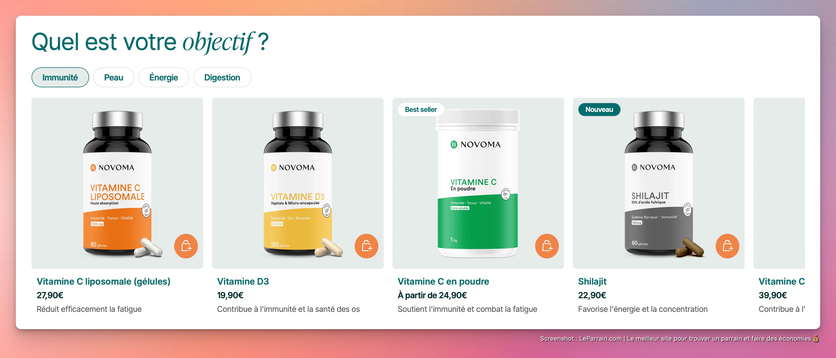 Capture d'écran 2 du programme de parrainage Novoma