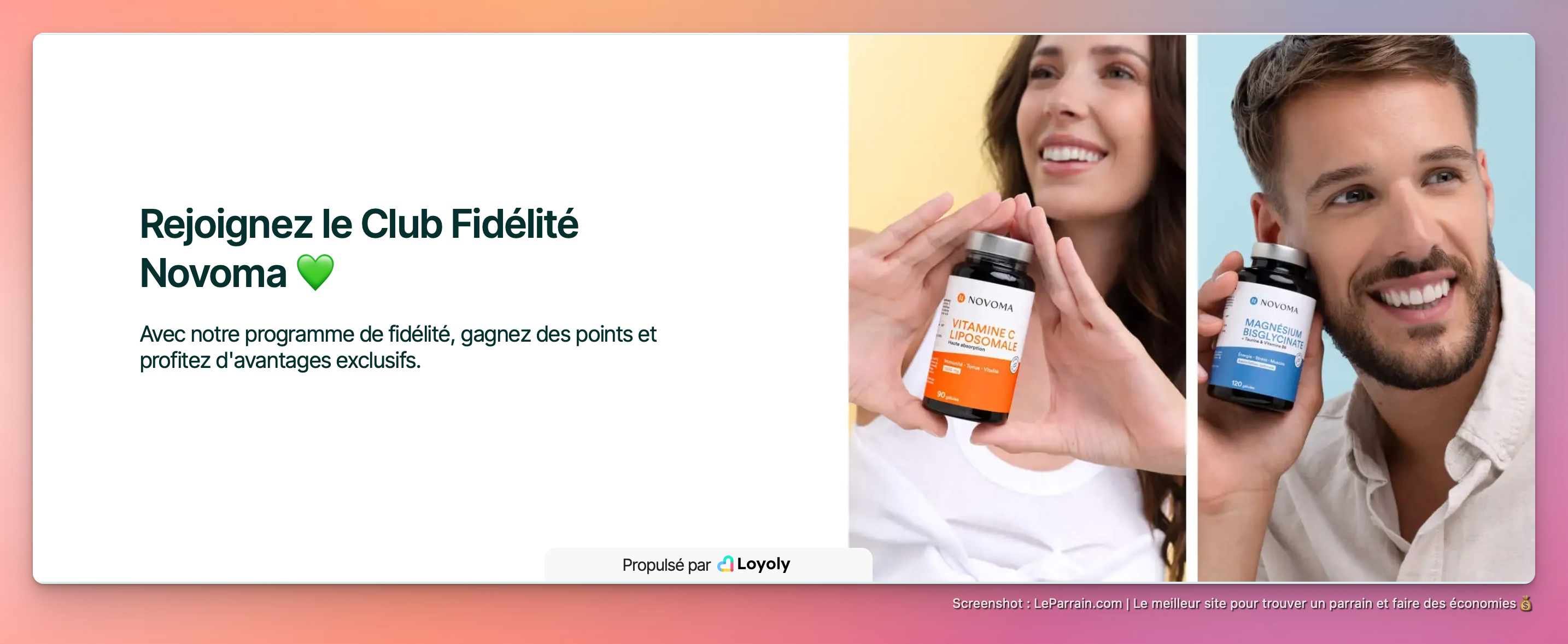 Capture d'écran 5 du programme de parrainage Novoma