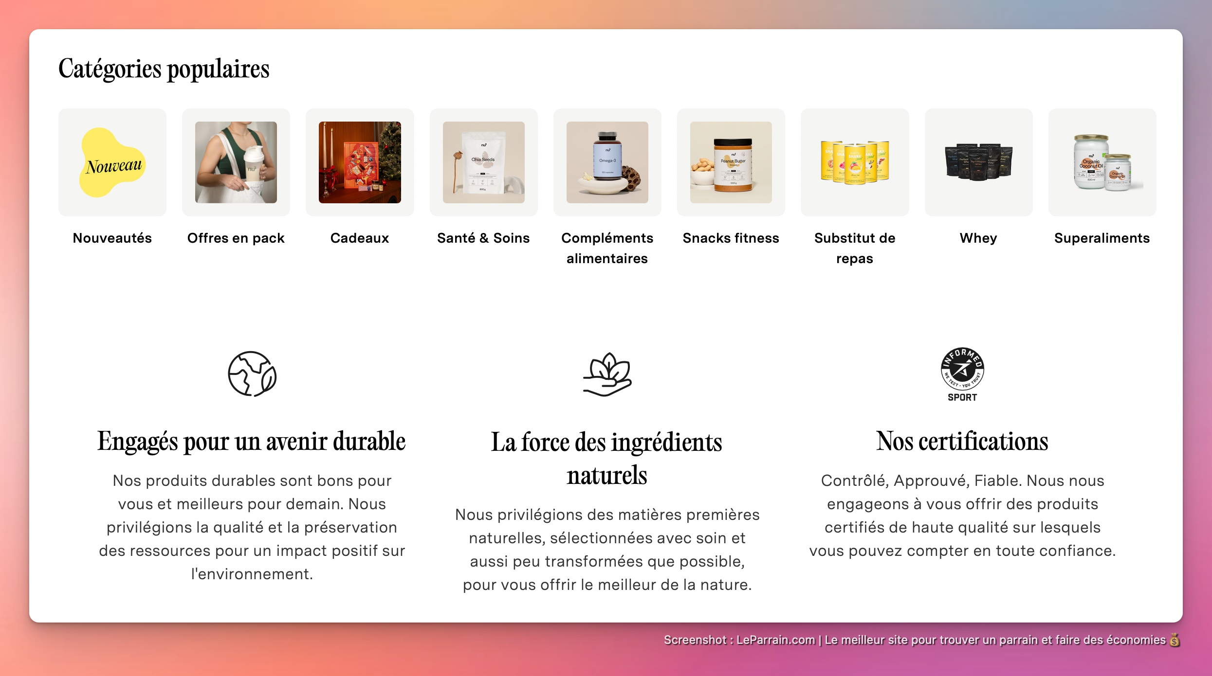 Capture d'écran 1 du programme de parrainage nu3