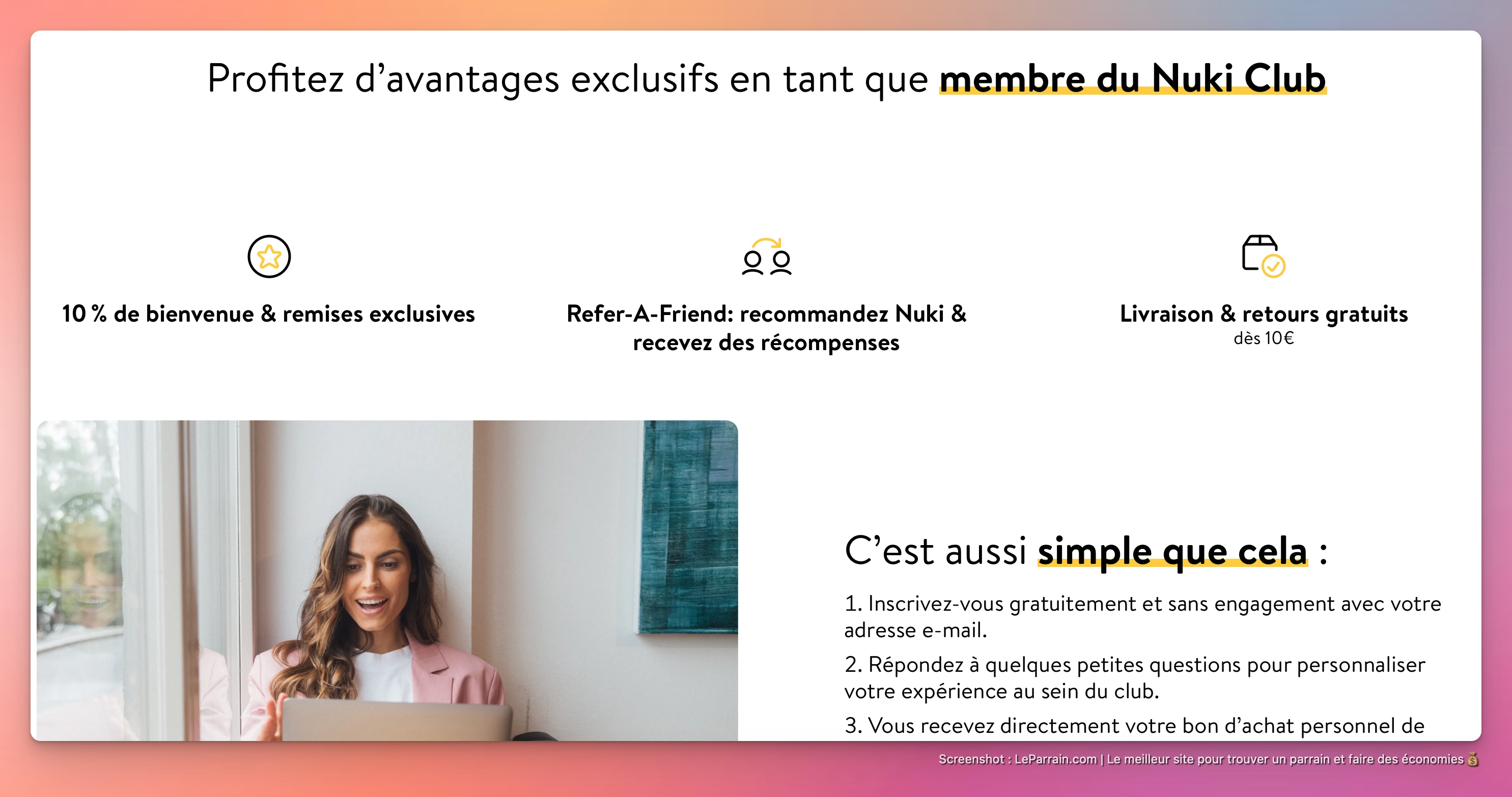 Capture d'écran 2 du programme de parrainage Nuki