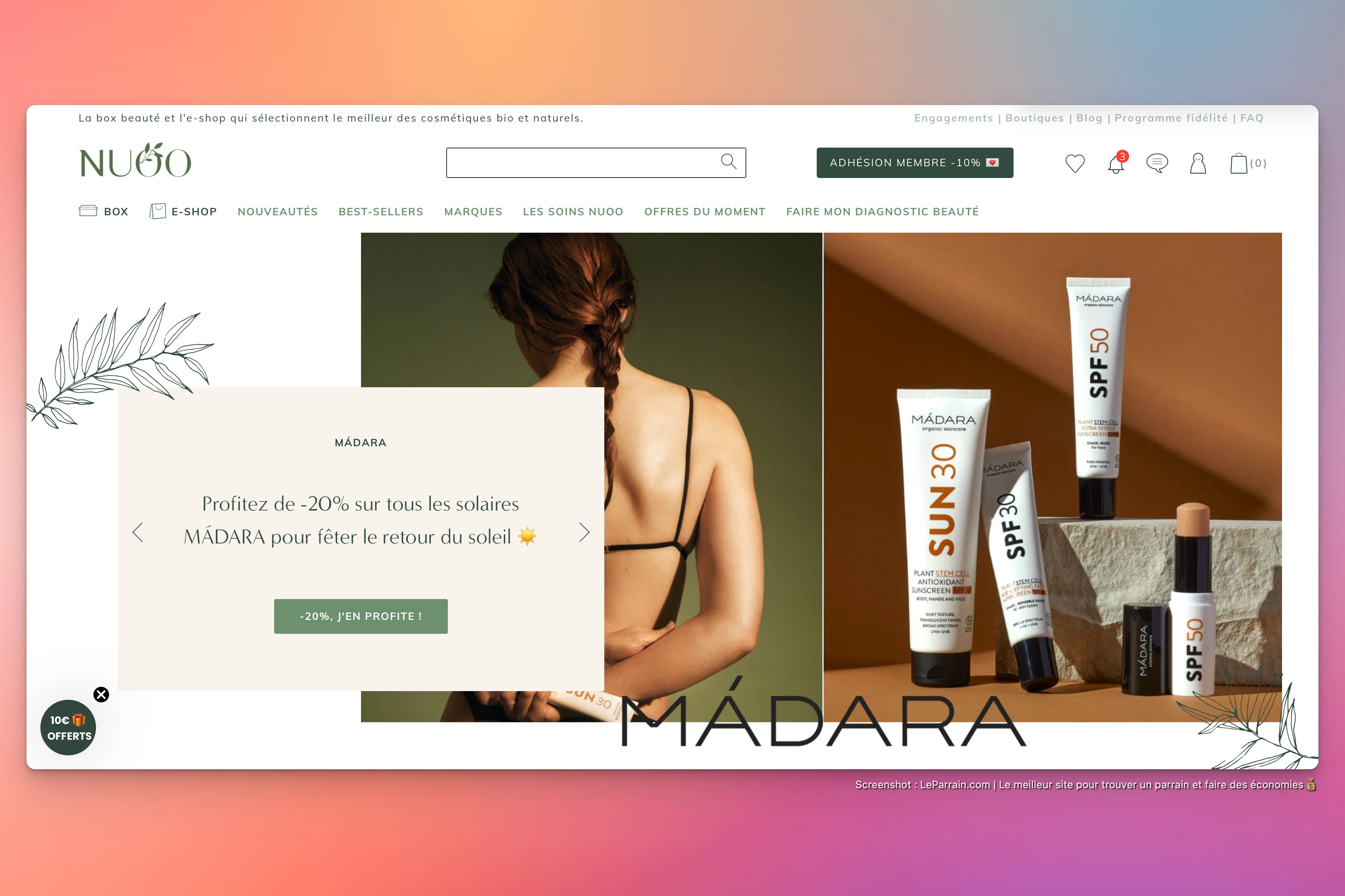 Capture d'écran 2 du programme de parrainage Nuoo