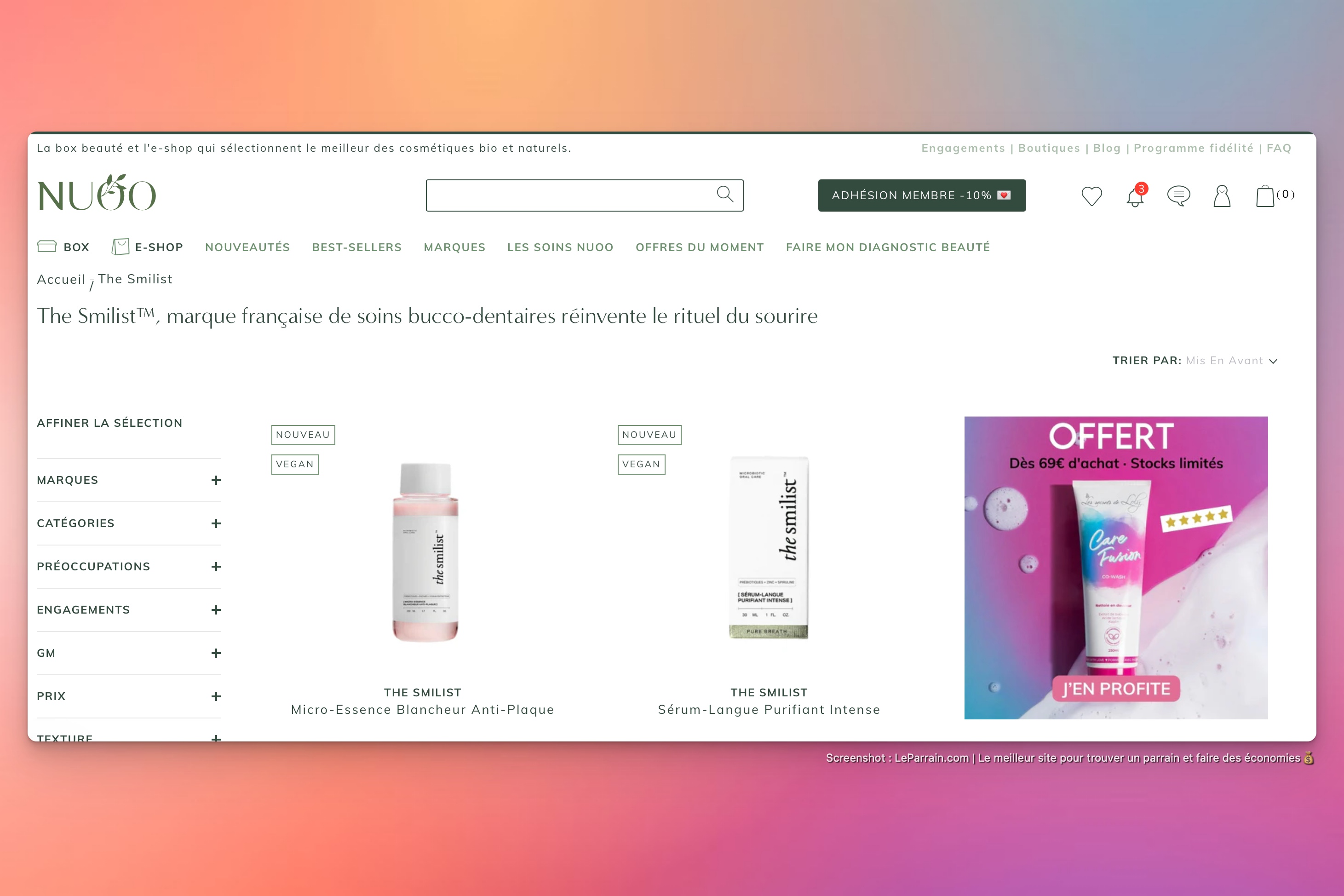 Capture d'écran 3 du programme de parrainage Nuoo