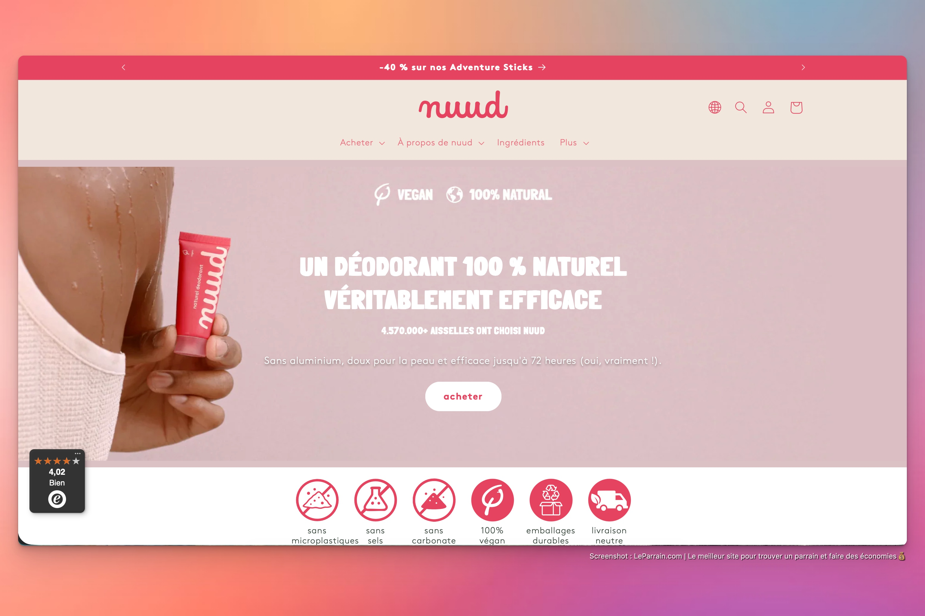 Capture d'écran 2 du programme de parrainage Nuud