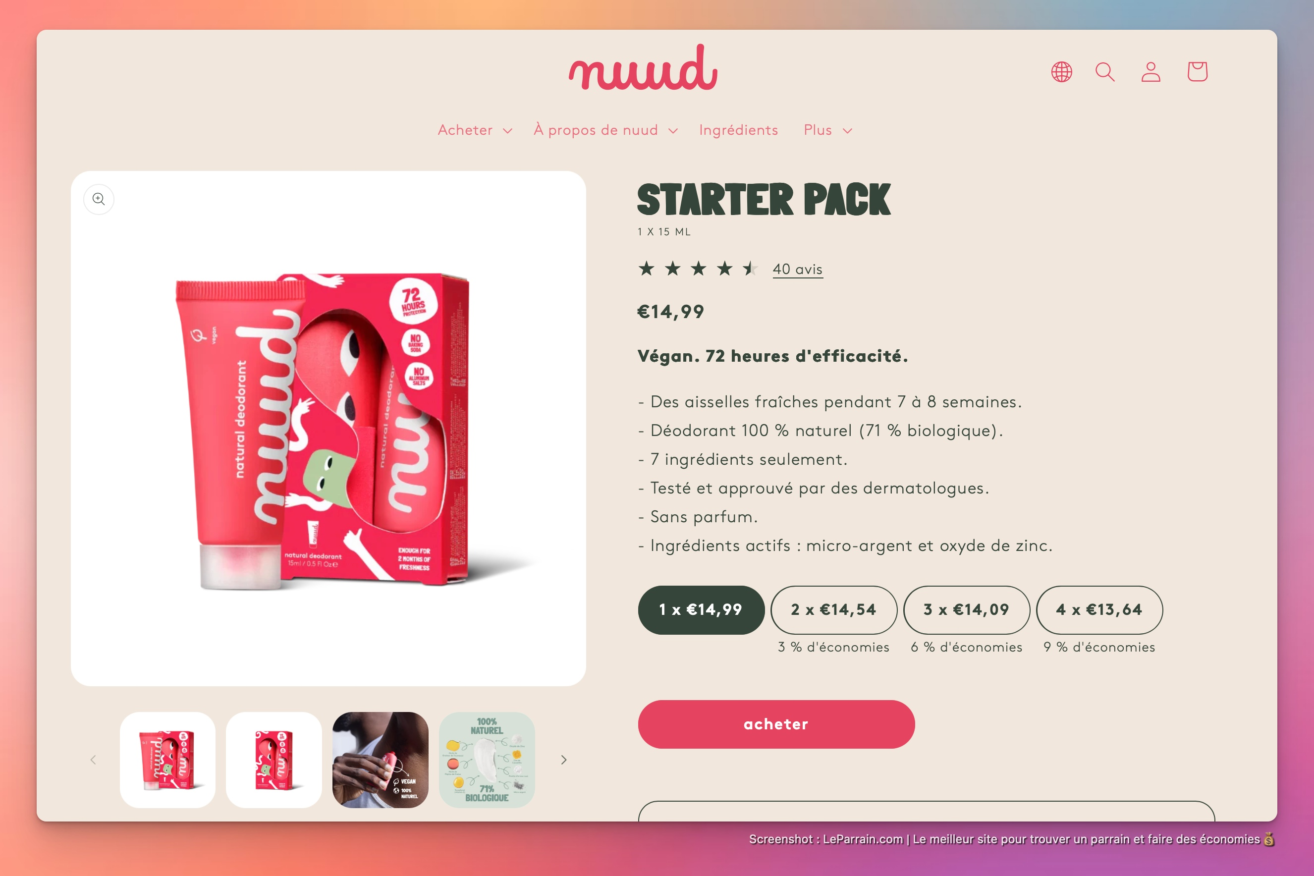 Capture d'écran 4 du programme de parrainage Nuud