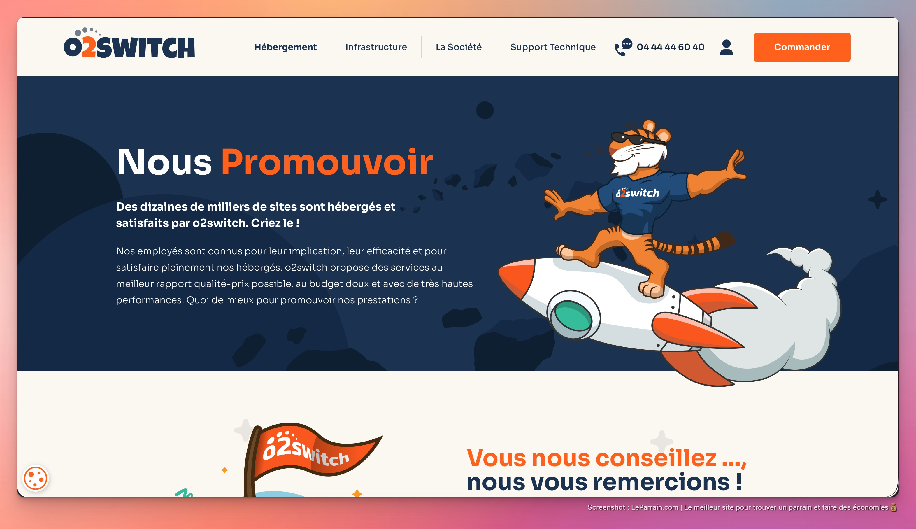 Capture d'écran 1 du programme de parrainage o2switch