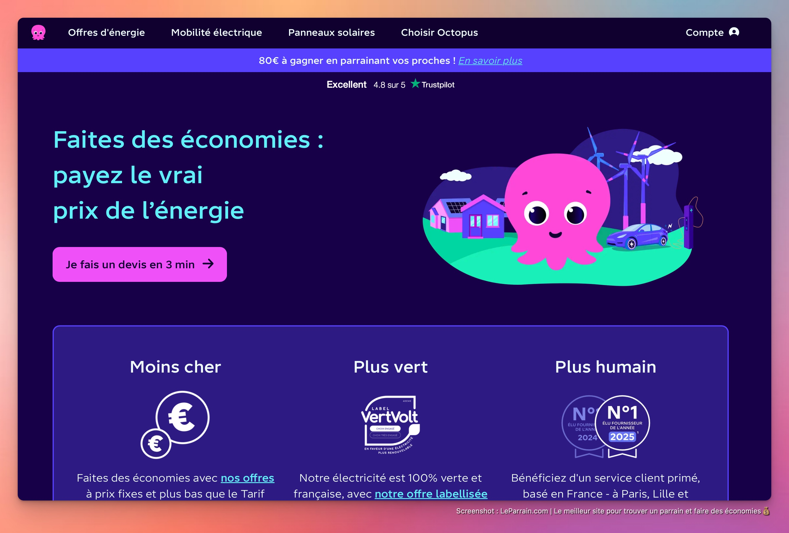 Capture d'écran 2 du programme de parrainage Octopus Energy