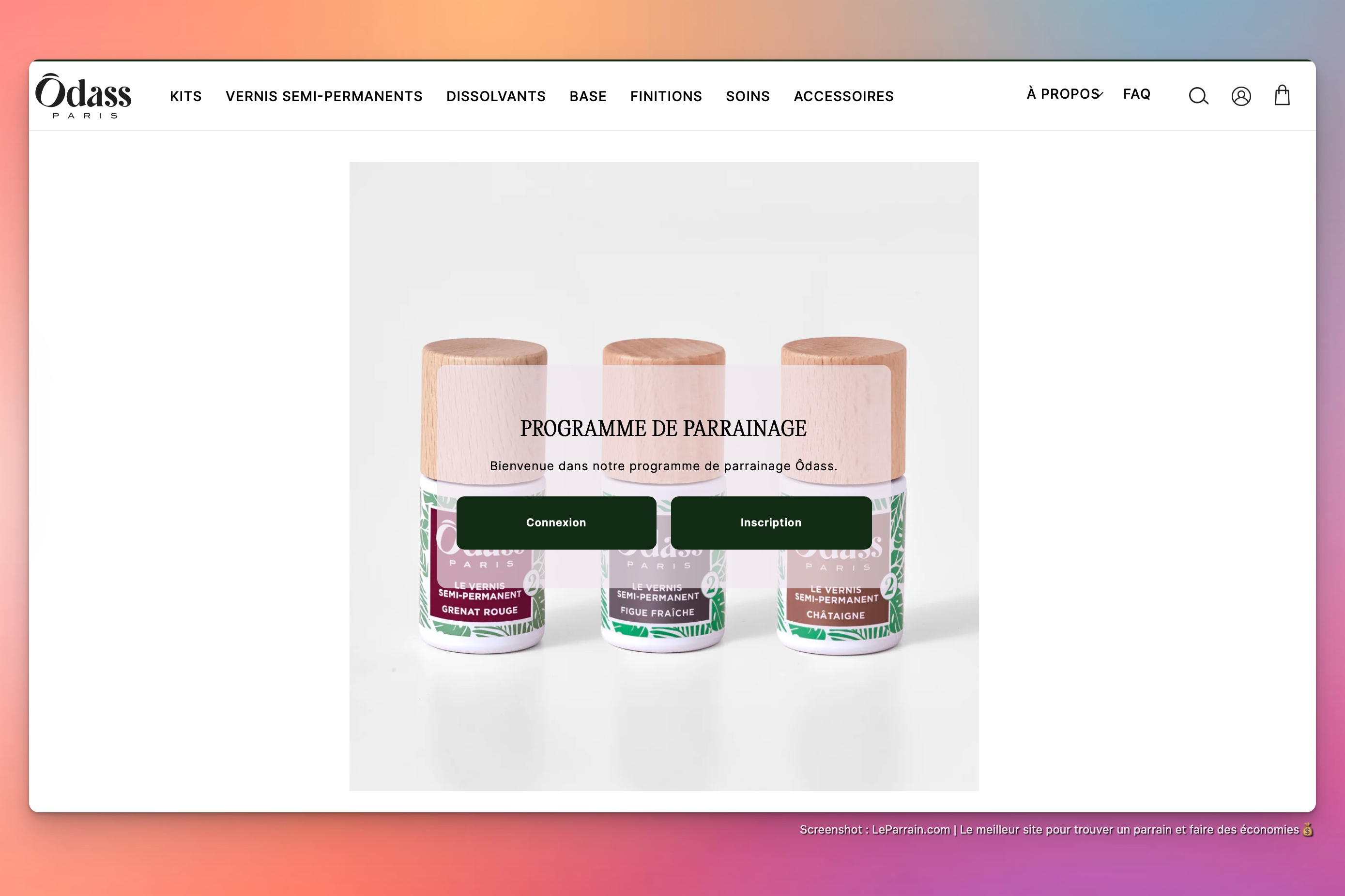 Capture d'écran 3 du programme de parrainage Ôdass Paris