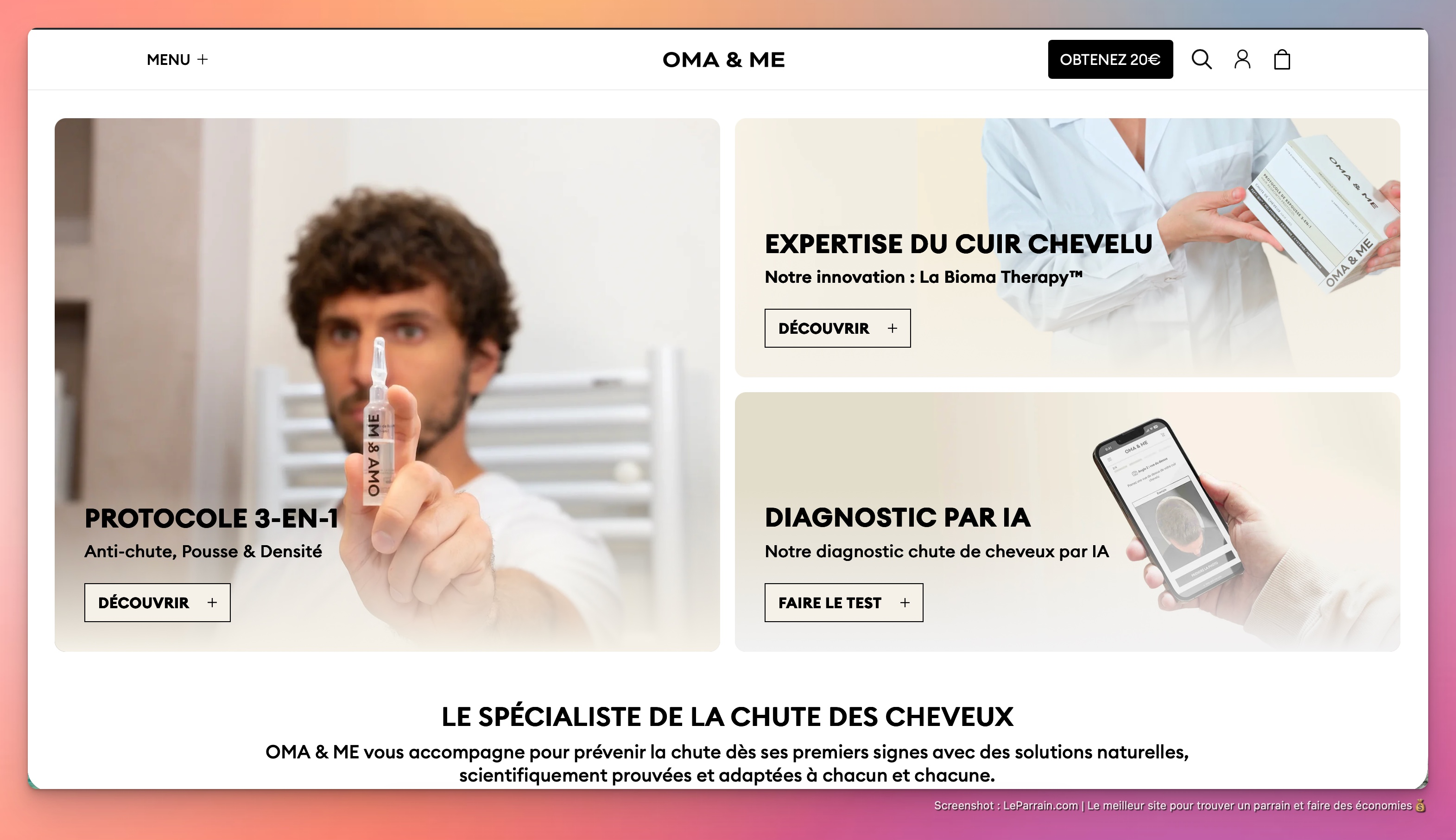 Capture d'écran 1 du programme de parrainage Oma & me