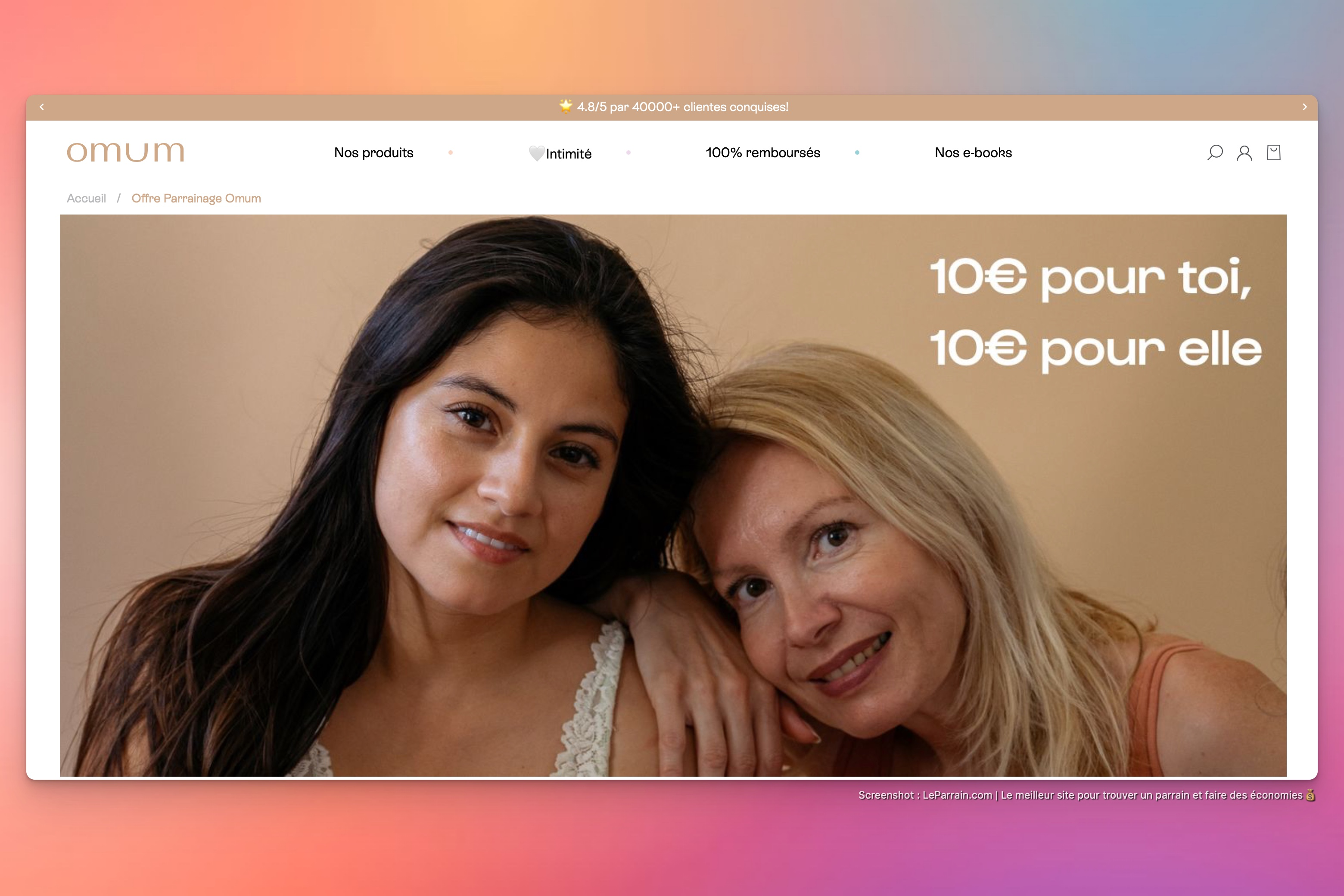 Capture d'écran 1 du programme de parrainage Omum