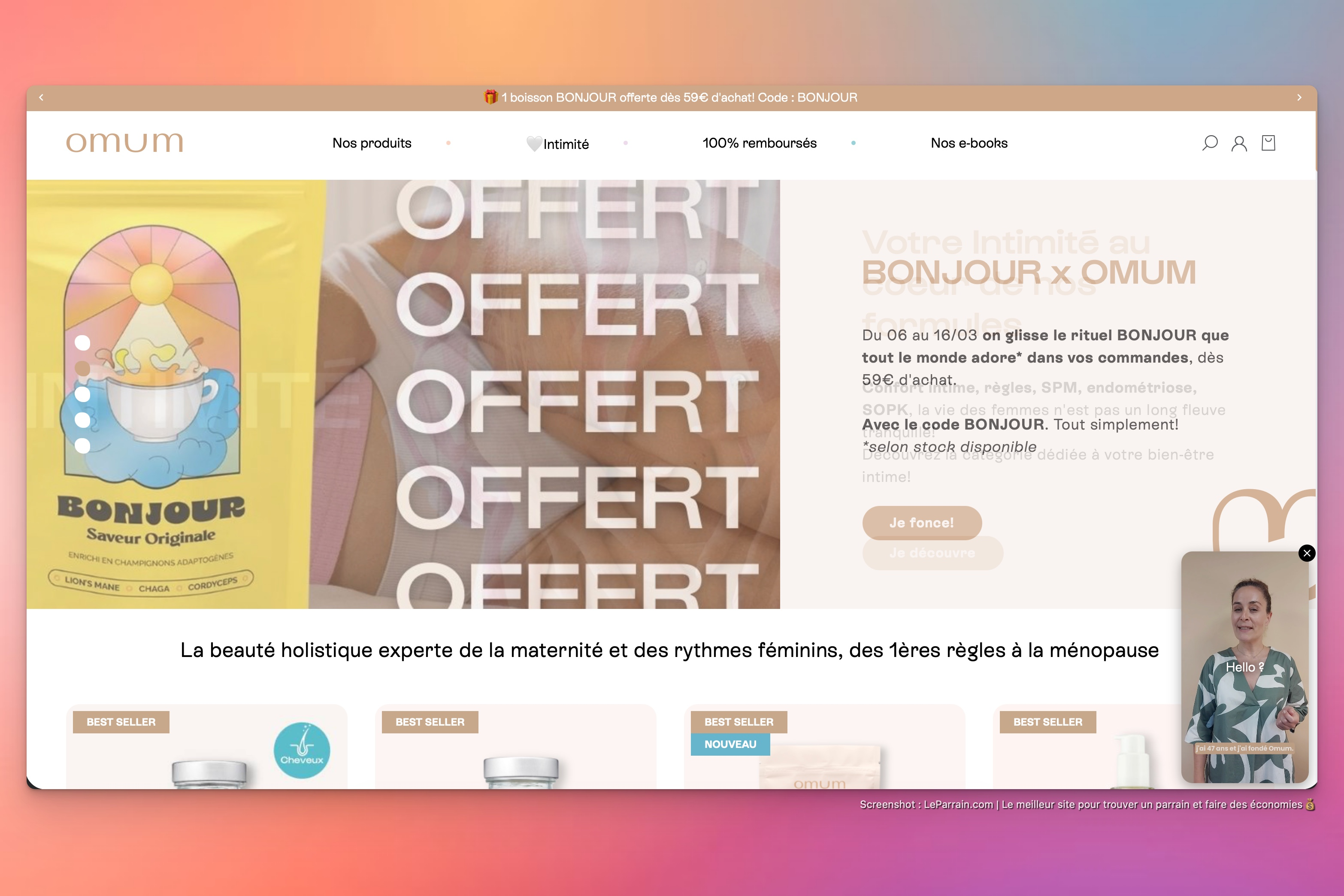 Capture d'écran 3 du programme de parrainage Omum