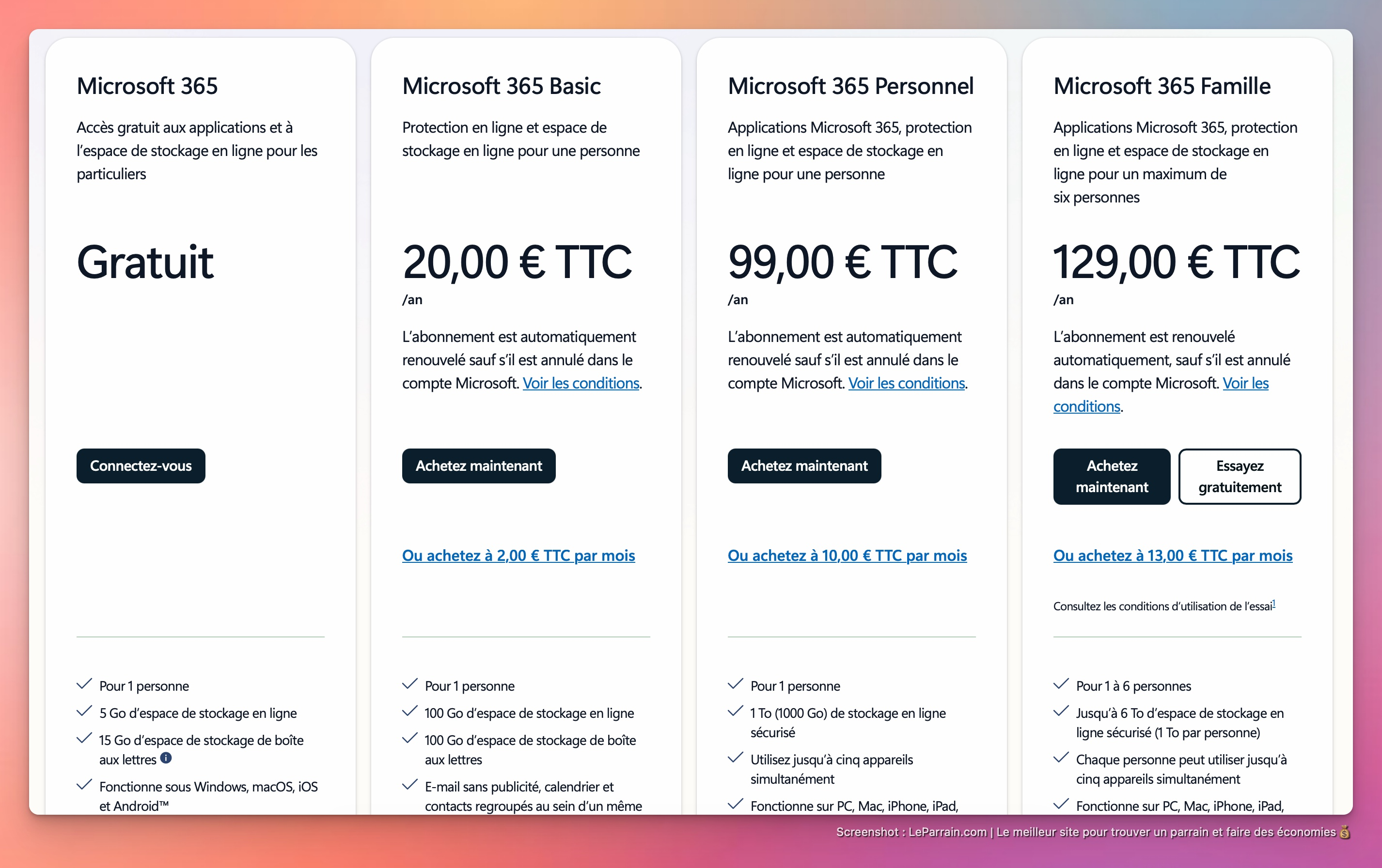 Capture d'écran 2 du programme de parrainage OneDrive