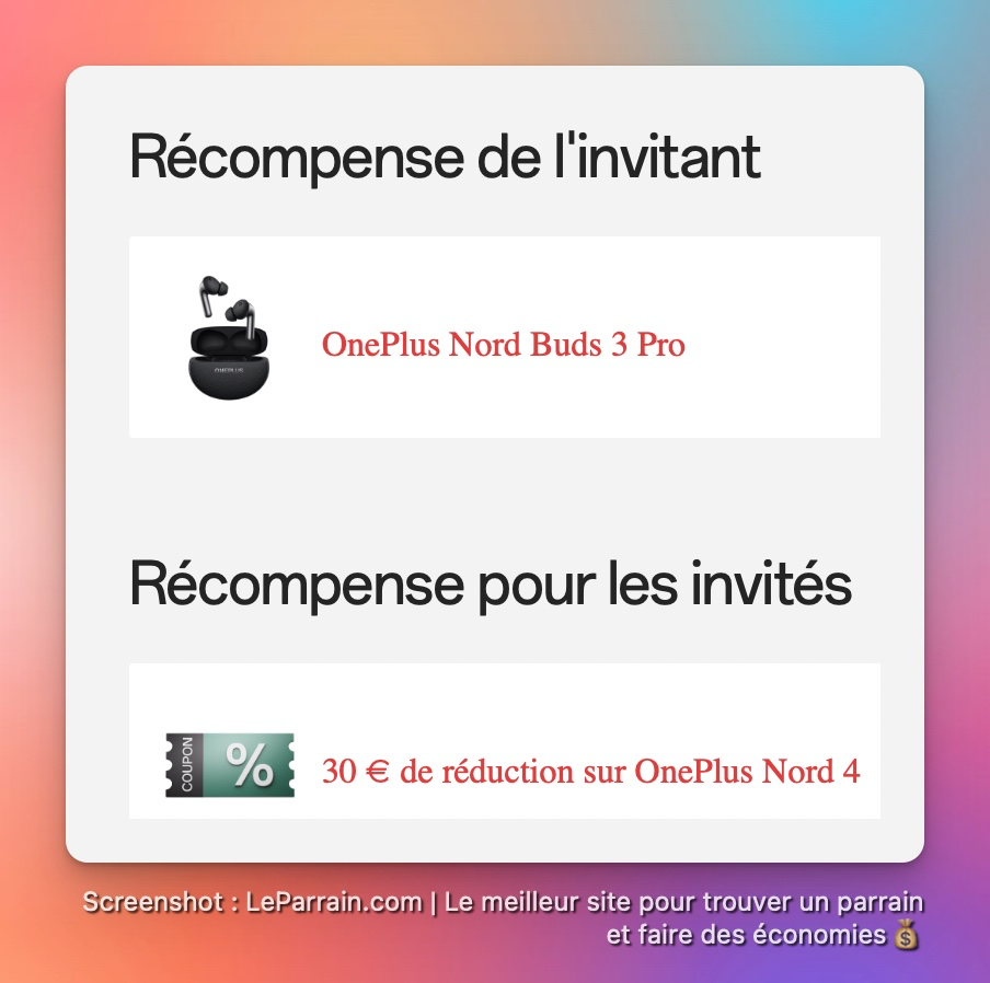 Capture d'écran 1 du programme de parrainage OnePlus