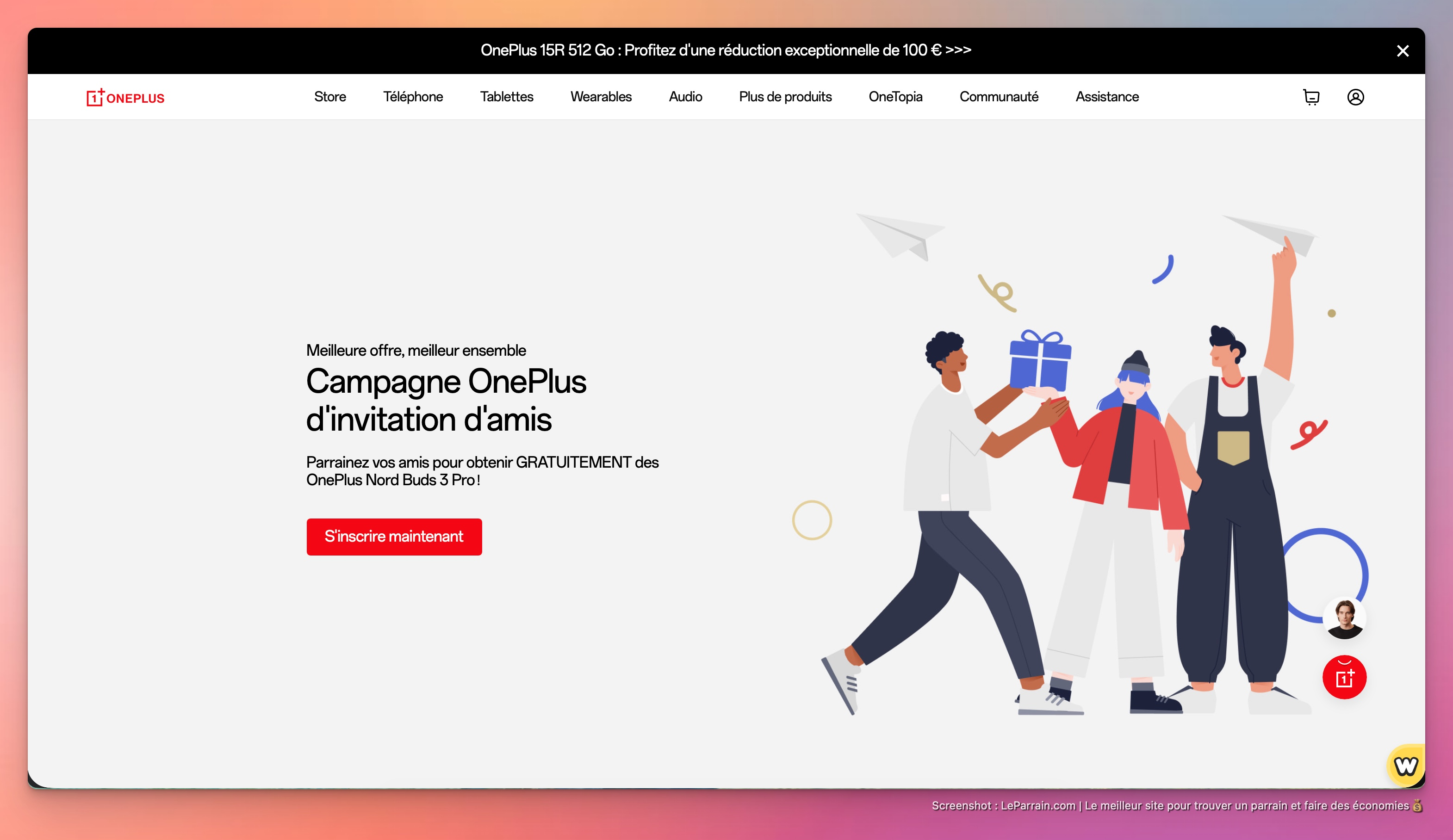 Capture d'écran 3 du programme de parrainage OnePlus