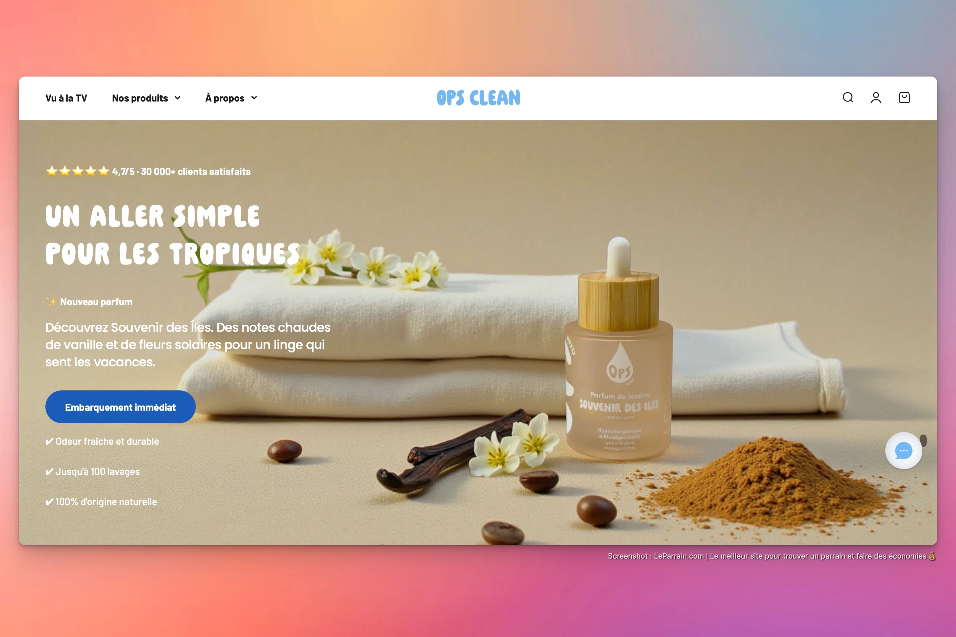 Capture d'écran 1 du programme de parrainage Ops Clean