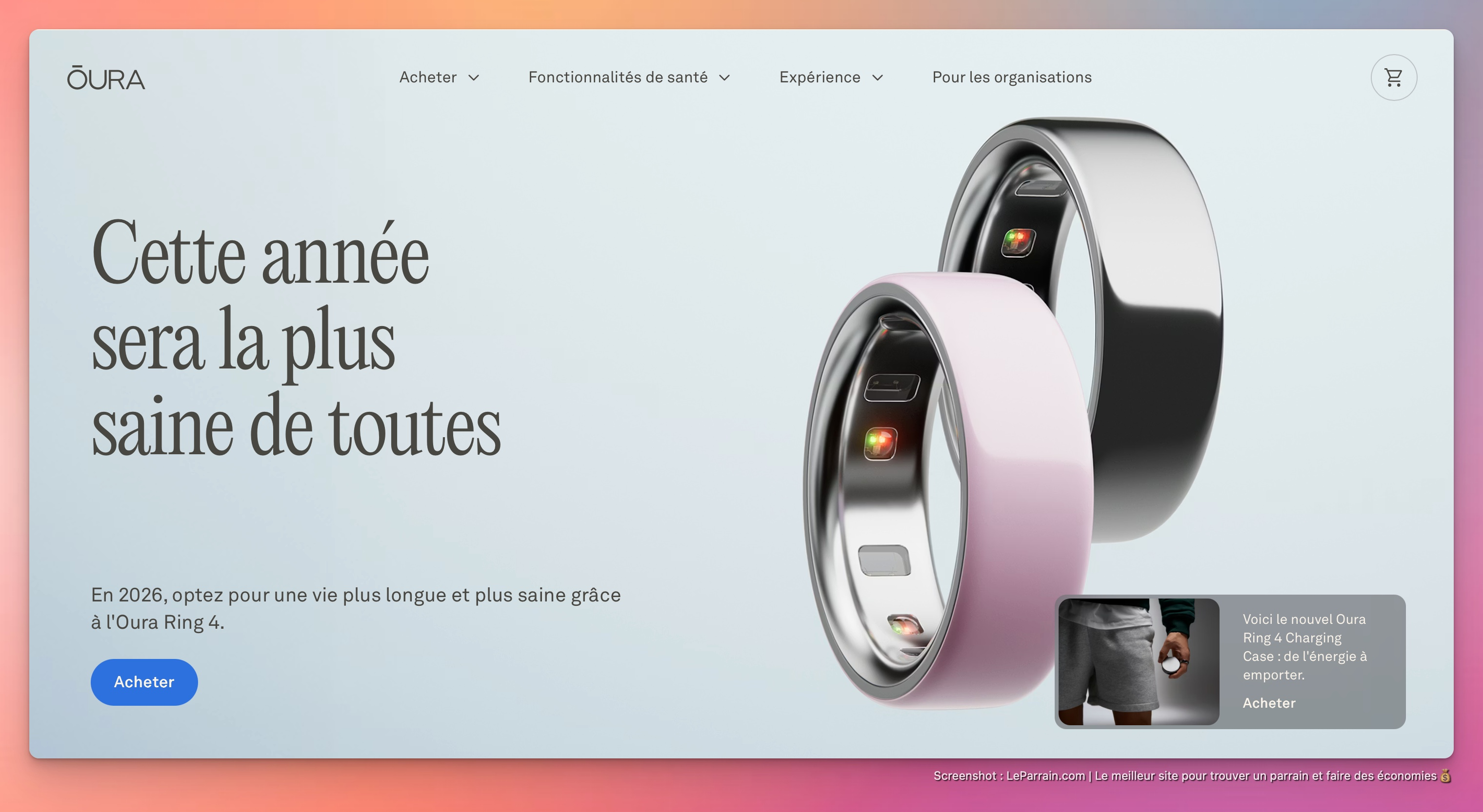 Capture d'écran 1 du programme de parrainage Oura